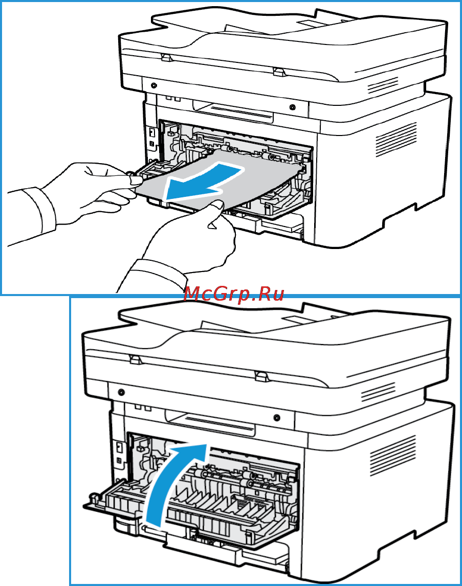 Xerox workcentre 3225dni [240/304] После извлечения бумаги вставьте затвор так чтобы фиксаторы защелкнулись