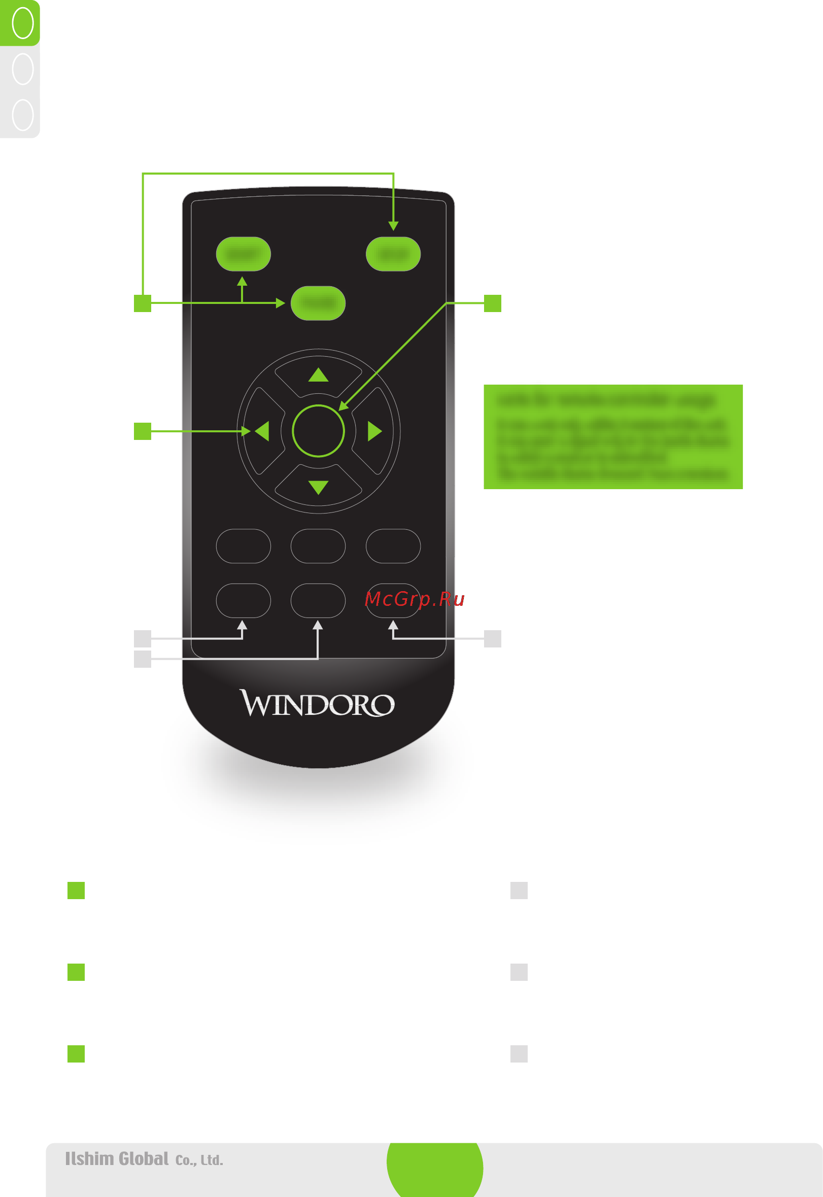 Windoro wcr-i001 yellow [10/18] Part names and functions remote controller
