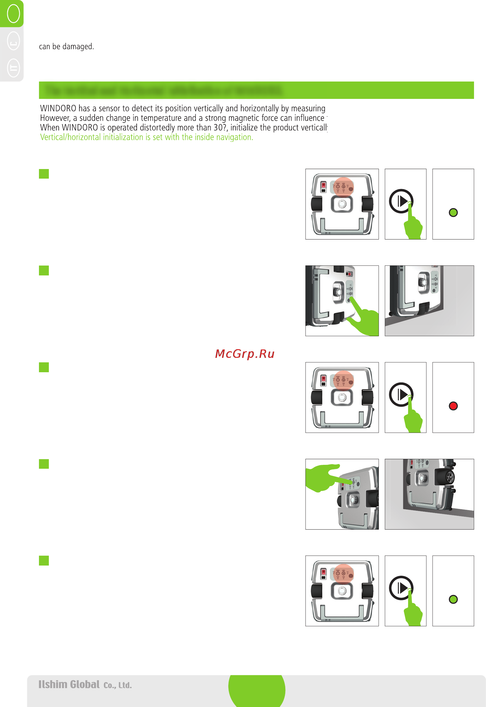 Windoro wcr-i001 yellow [12/18] The vertical and horizontal initialization of the product