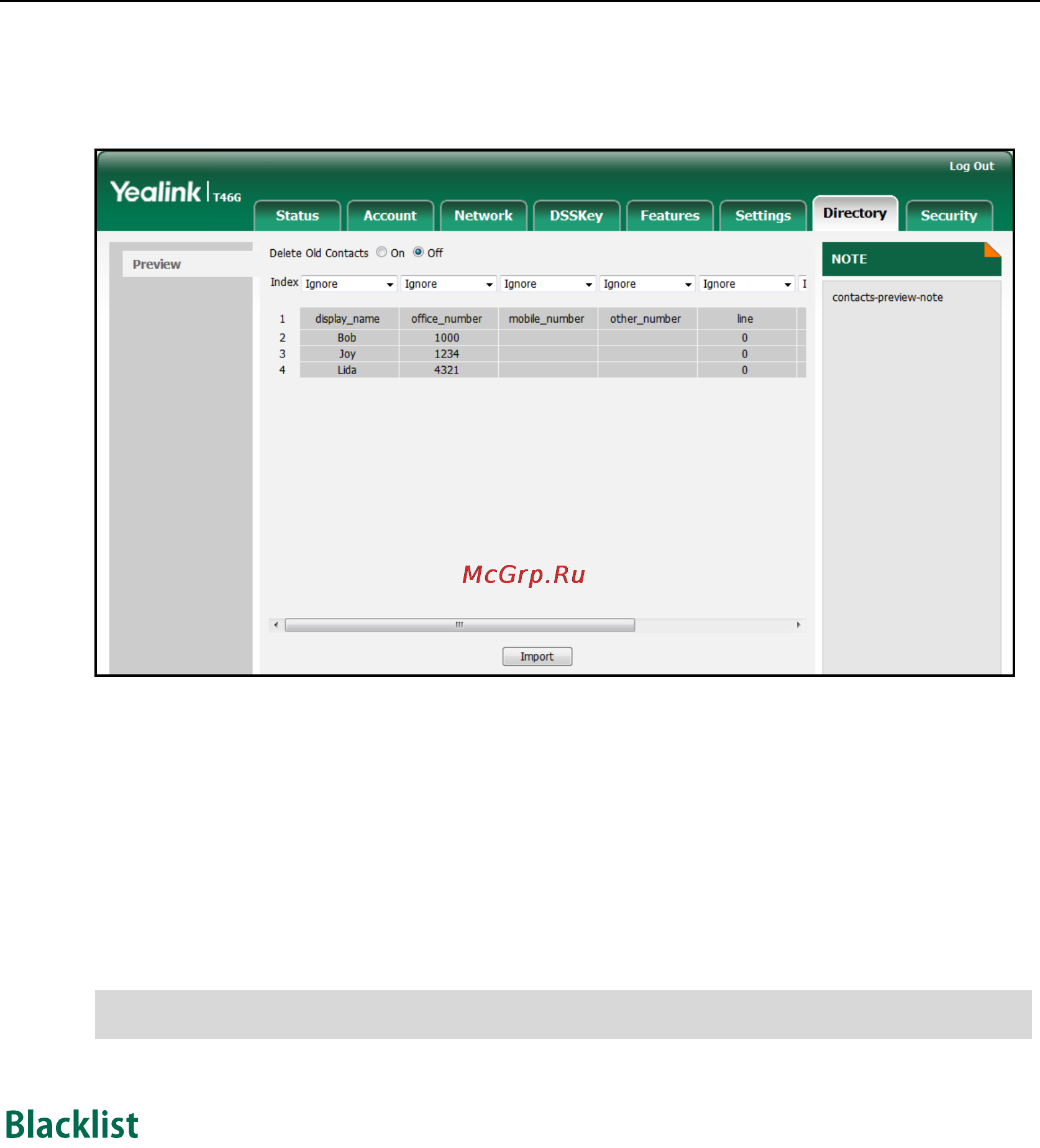 Yealink sip-t46g [57/166] Blacklist