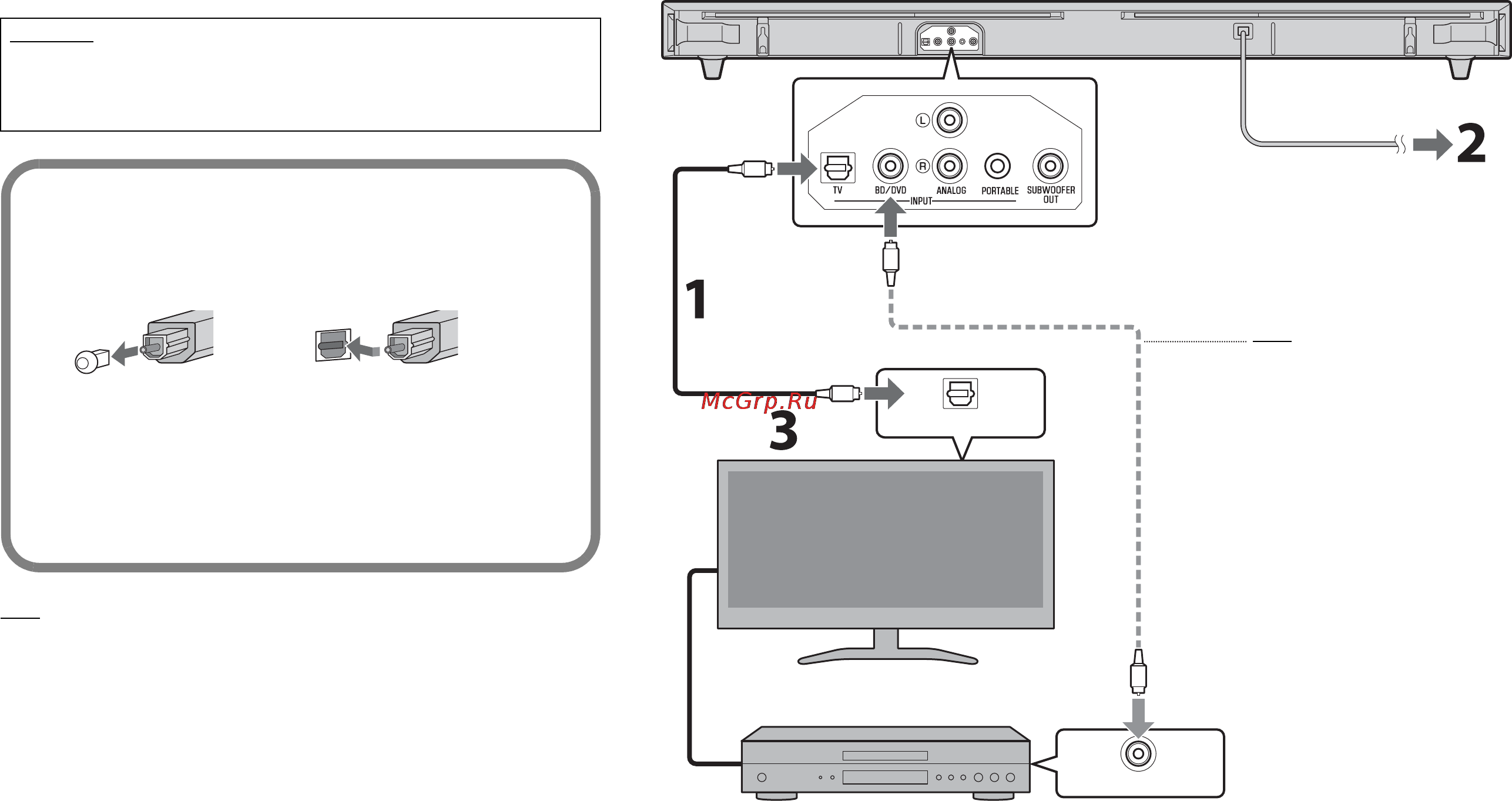 Yamaha yas-152 [7/22] Connect the tv and sound bar with the optical cable supplied