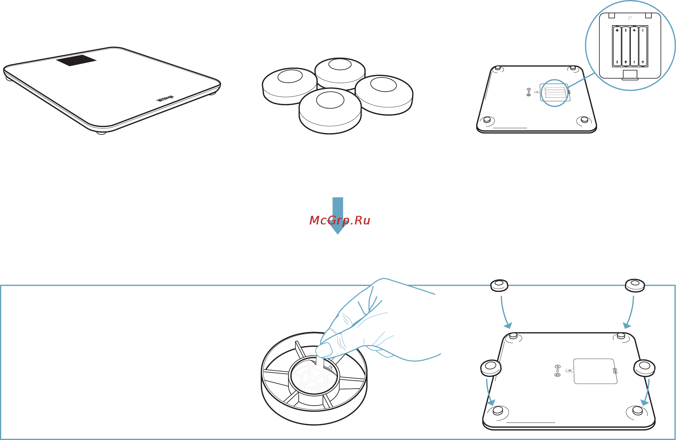 Withings wireless scale ws-30, белые [3/12] Установка напольных ножек