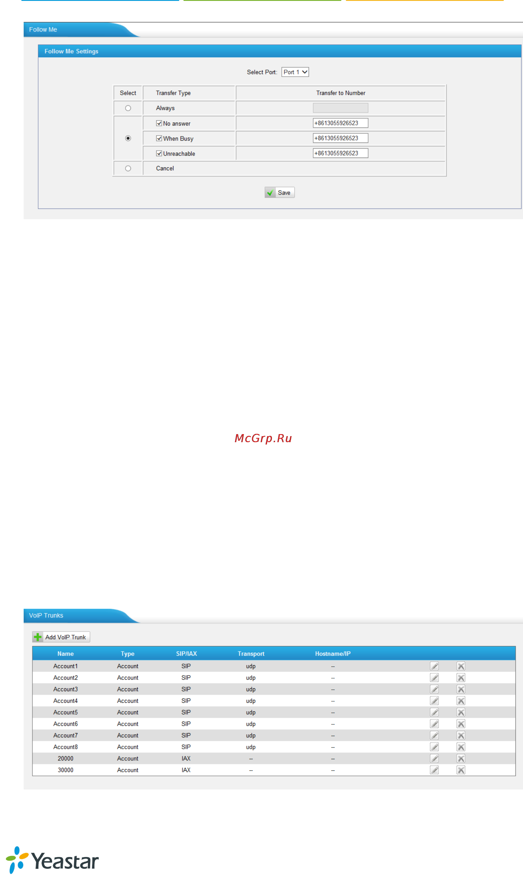 Yealink TG800 [40/62] Voip trunk