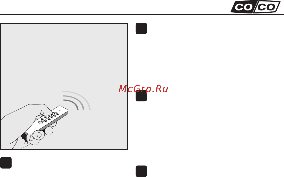 СоСо ayct-102 [19/22] Manual operation of a coco receiver for electric screens 1 send an on signal to raise the screen 2 send an on signal again to stop 3 send an off signal to lower the screen 4 send an off signal again to stop read the receiver s manual to reverse the direction of the screen if needed