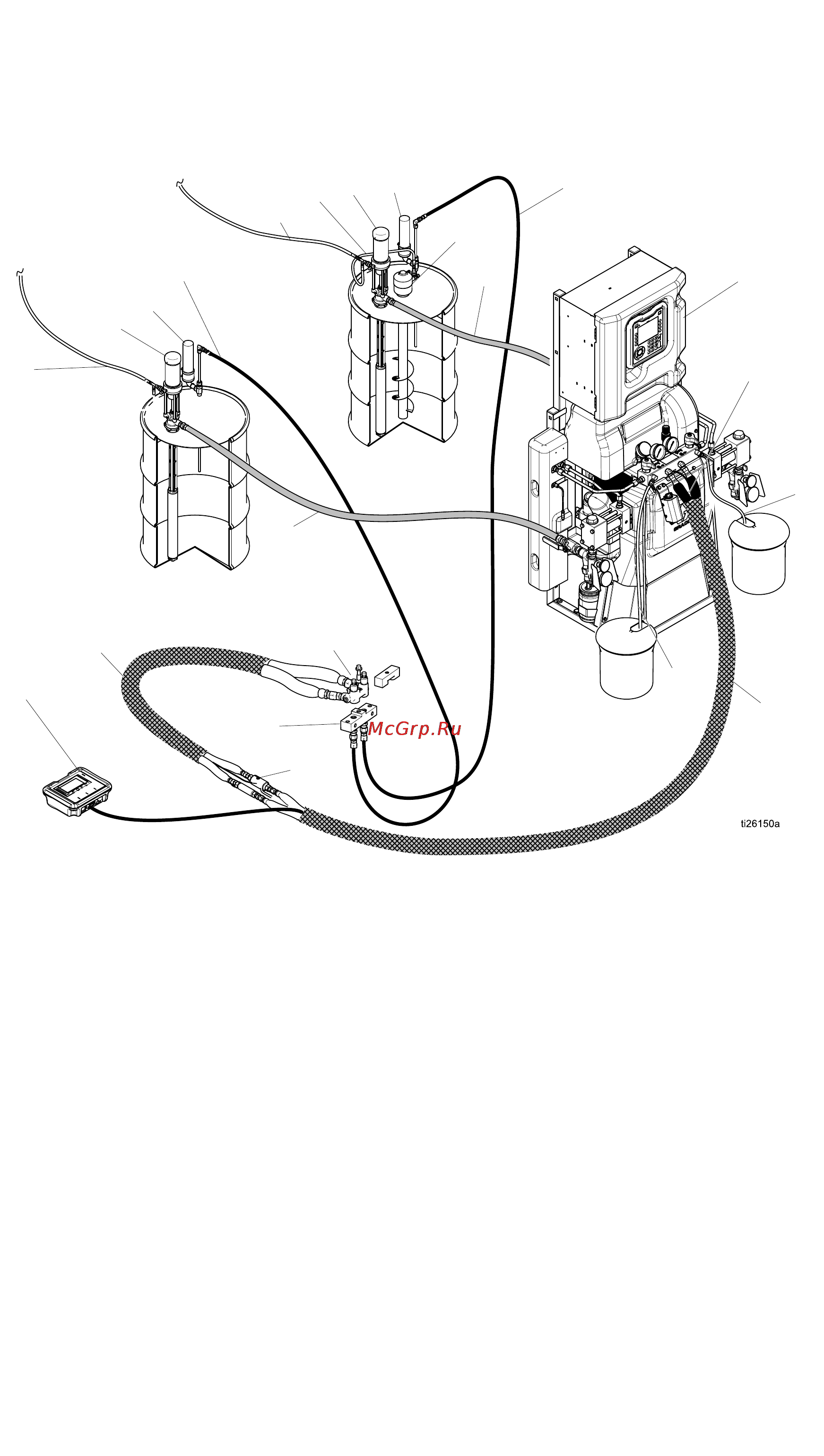 Graco Reactor 2 H-30 [19/74] Обычная обычная обычная установка установка установка ссс жидкостным жидкостным жидкостным коллектором коллектором коллектором пистолета пистолета пистолета для для для циркуляции циркуляции циркуляции ввв бочке бочке бочке