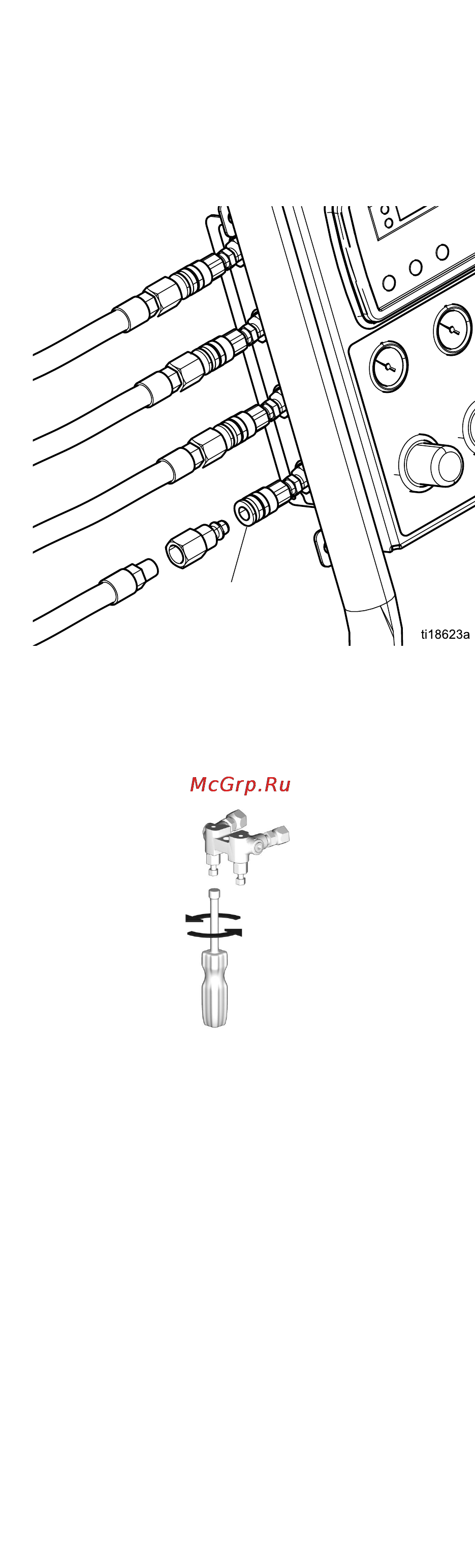 Graco Reactor 2 E-30i [45/96] Закрытие клапанов a и b жидкостного коллектора пистолета