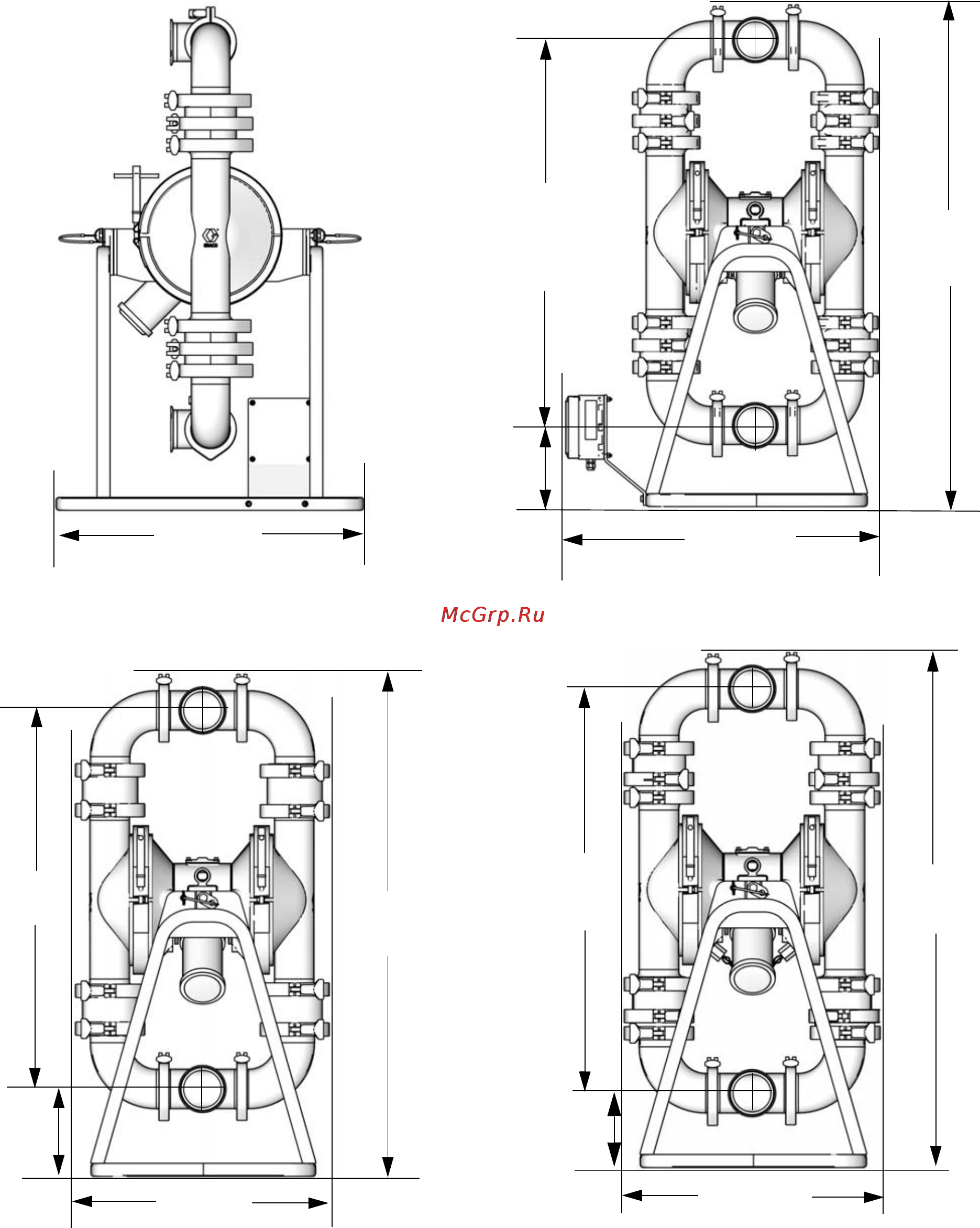 Graco SaniForce 1590 HS [47/50] Чертеж модели 3150 с размерами