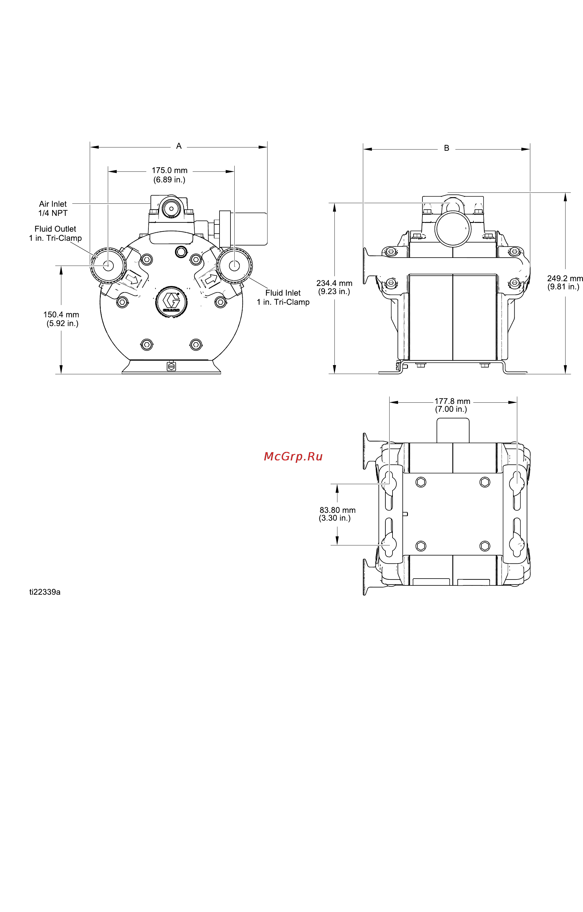 Graco Endura-Flo 4D150 [40/44] Монтажные монтажные монтажные размеры размеры размеры