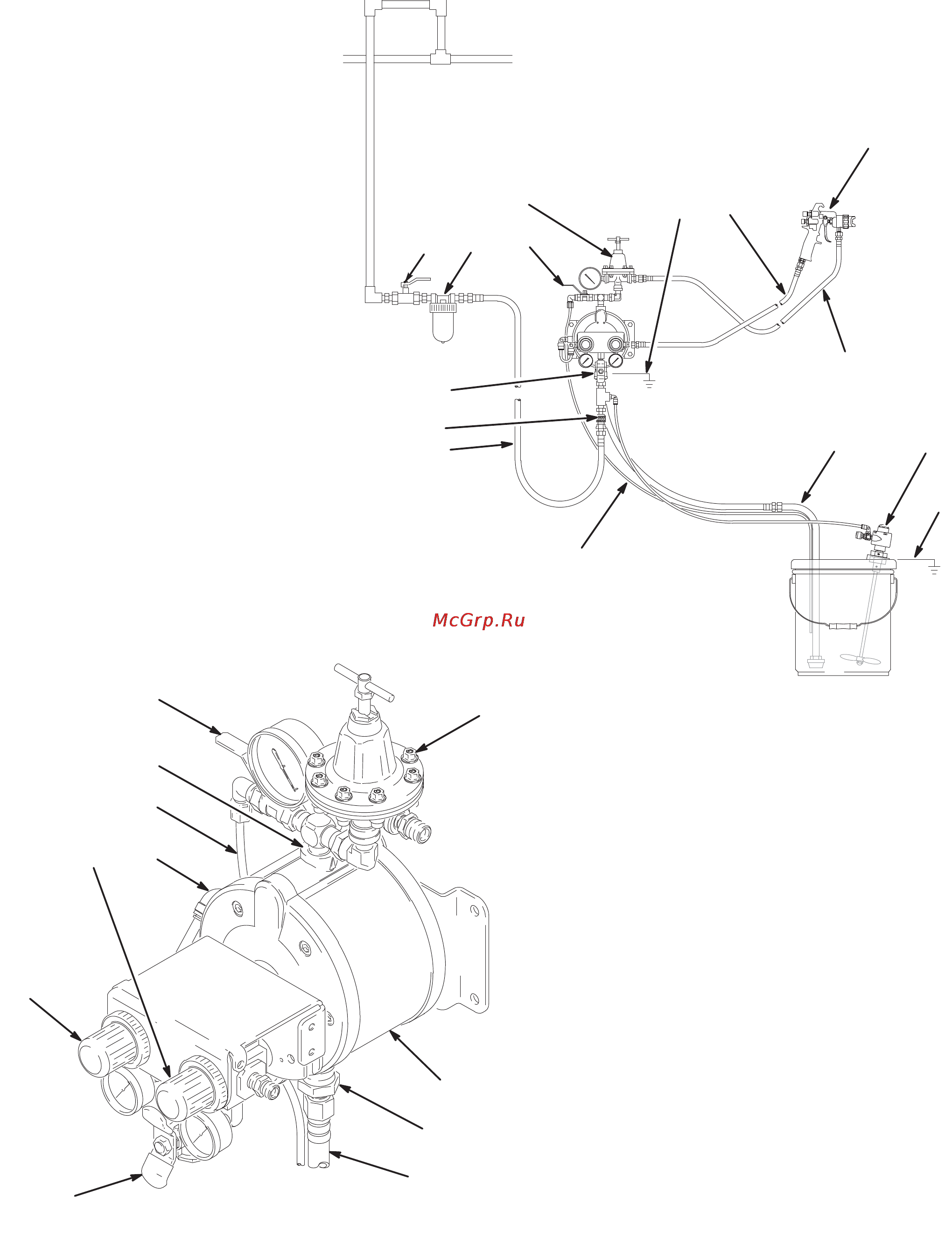 Graco TRITON 308 [8/26] Показана система распыления большого объема и низкого давления устанавливаемая на стене