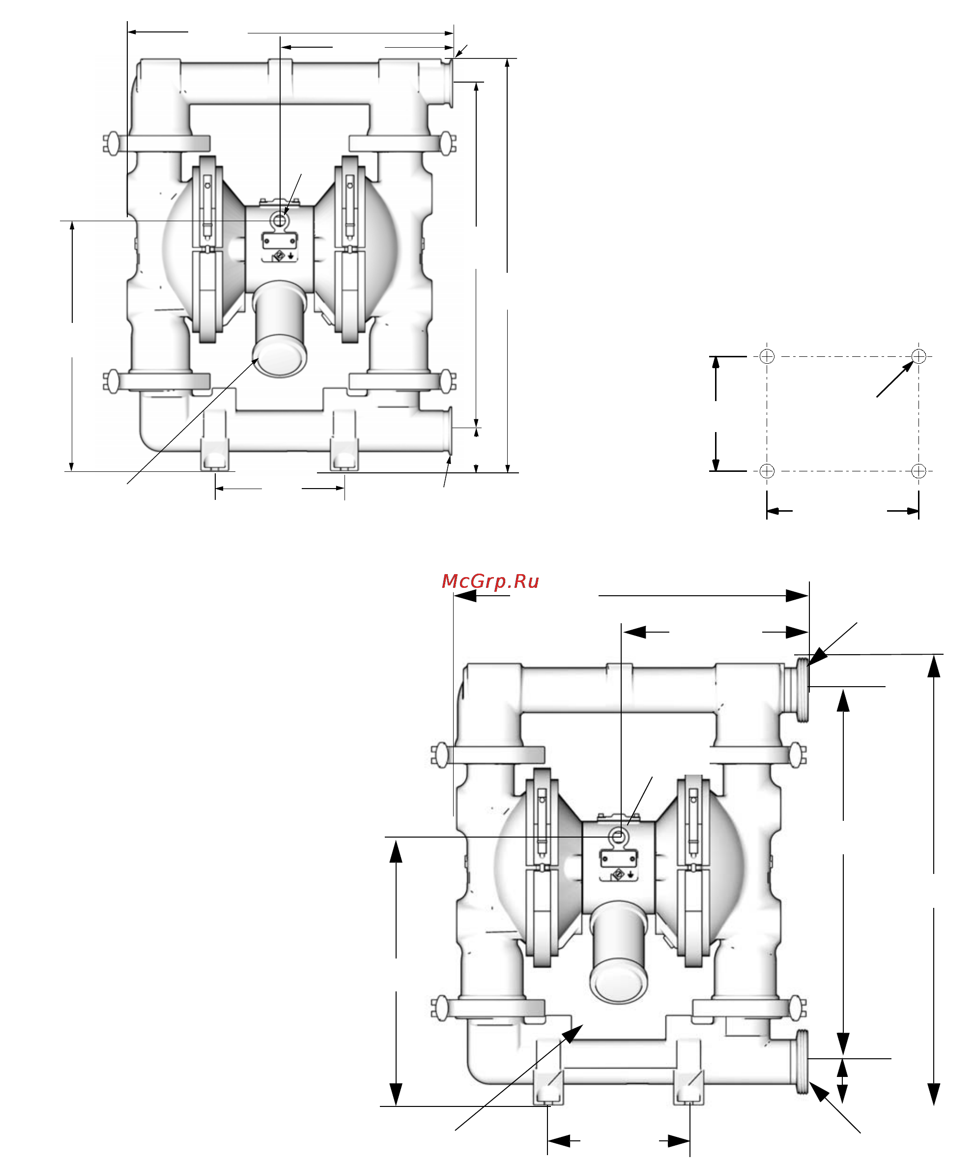 Graco SaniForce 1040 [50/54] Размерный чертеж для моделей 2150
