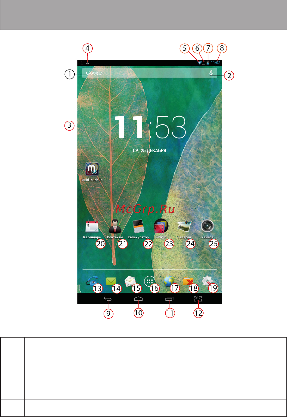 Texet TM-7068 [30/54] Общий вид стандартного рабочего стола oc android