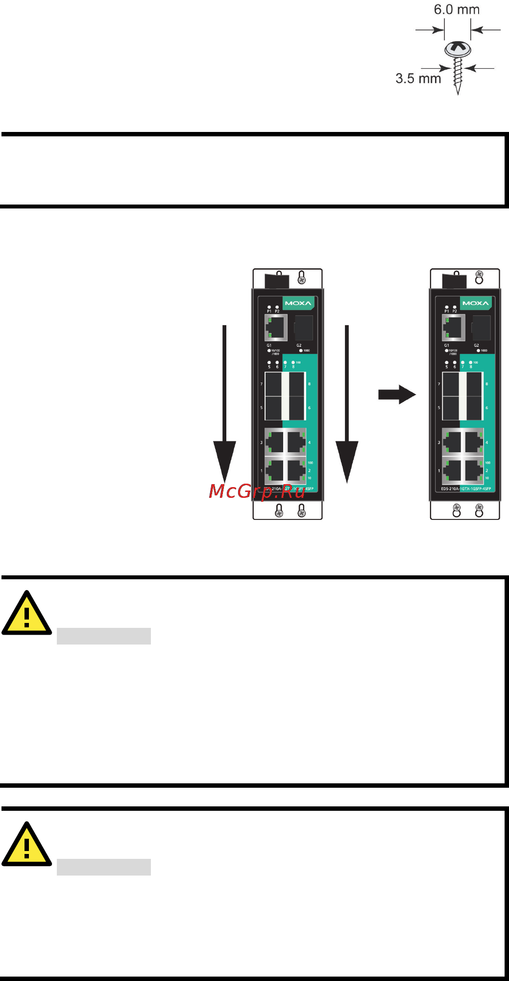 Moxa EDS-210A-1GSFP-1SFP-T [5/12] Warning warning