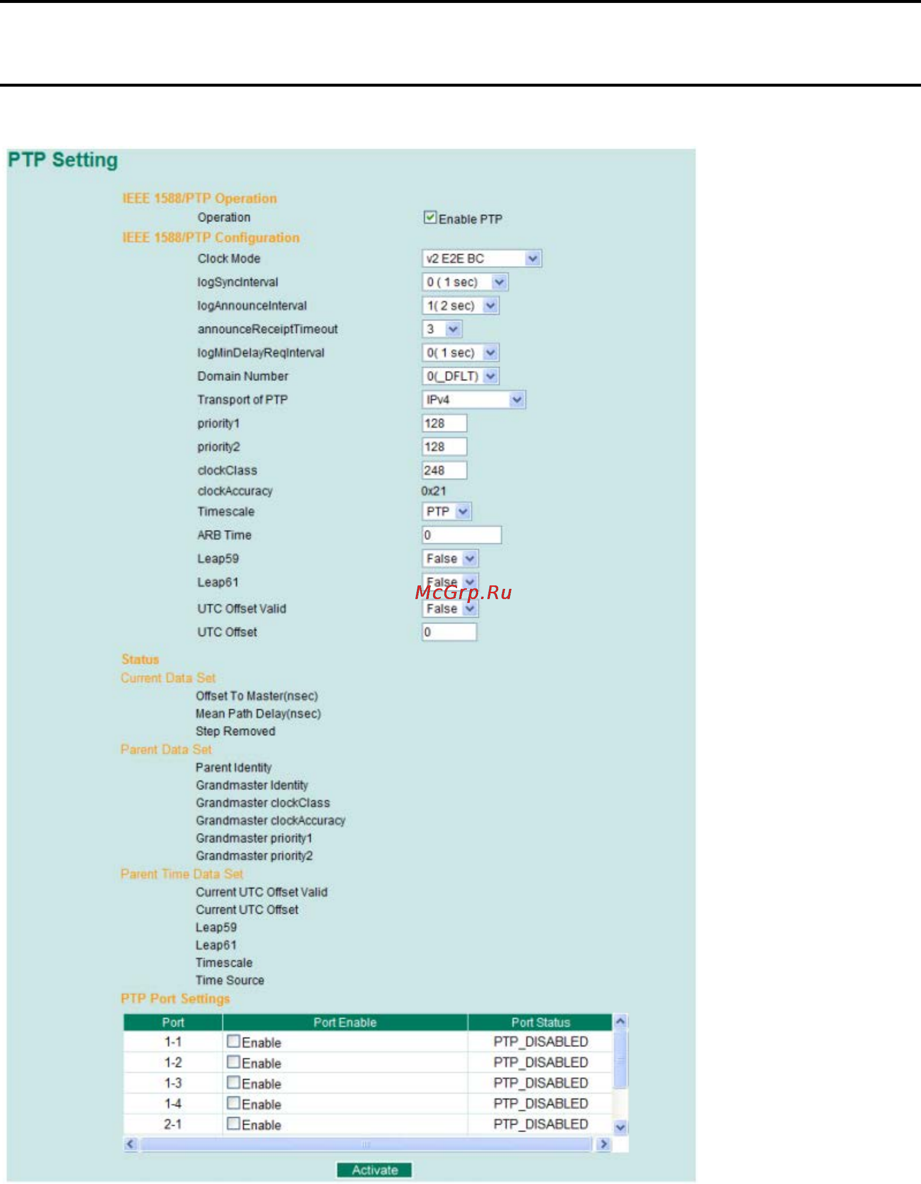 Moxa TN-5816BP-MV-MV-T [28/127] Ptp setting настройка ptp