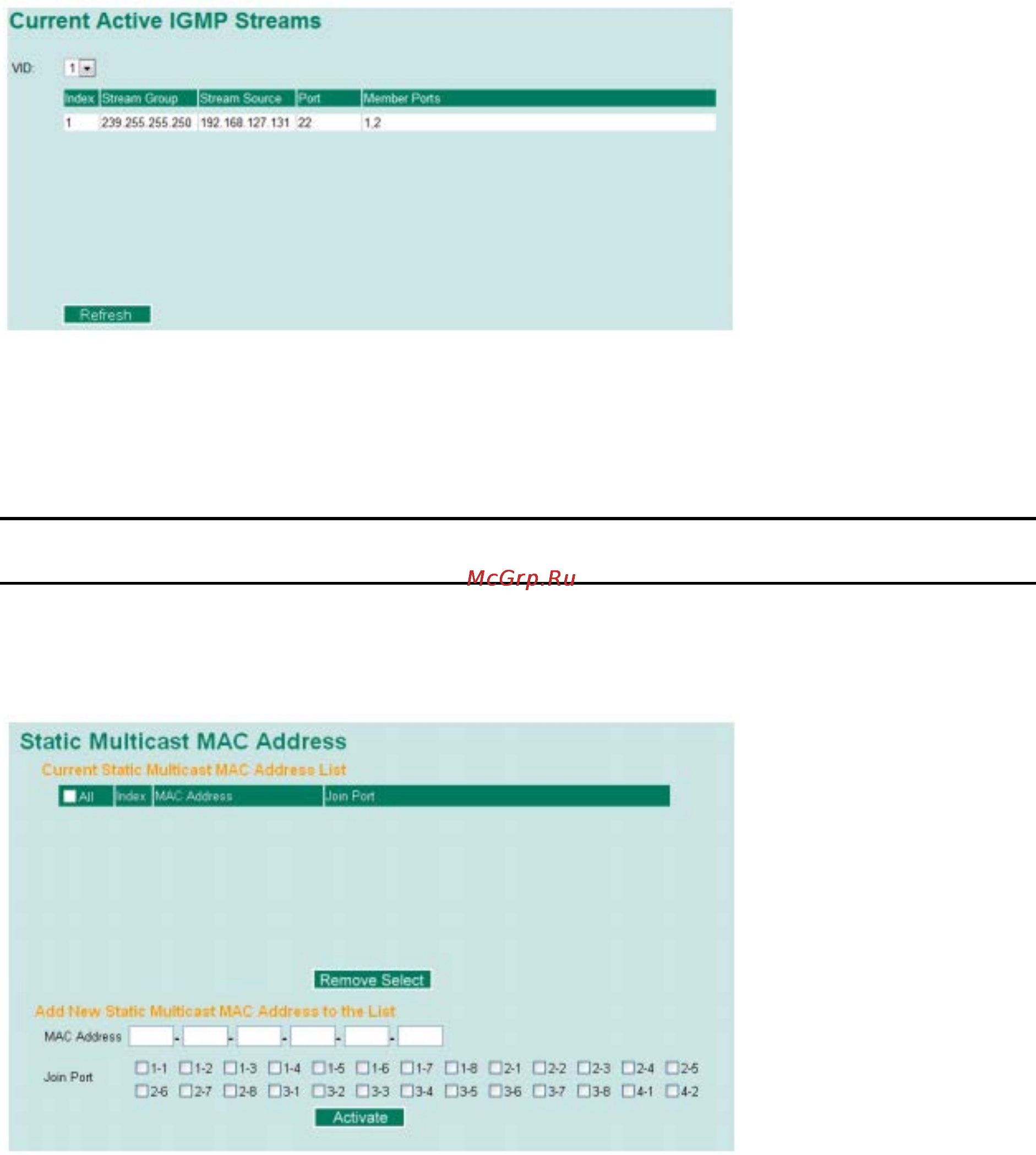 Moxa PT-508-MM-ST-24 [81/127] Static multicast mac addresses статические многоадресные mac адреса