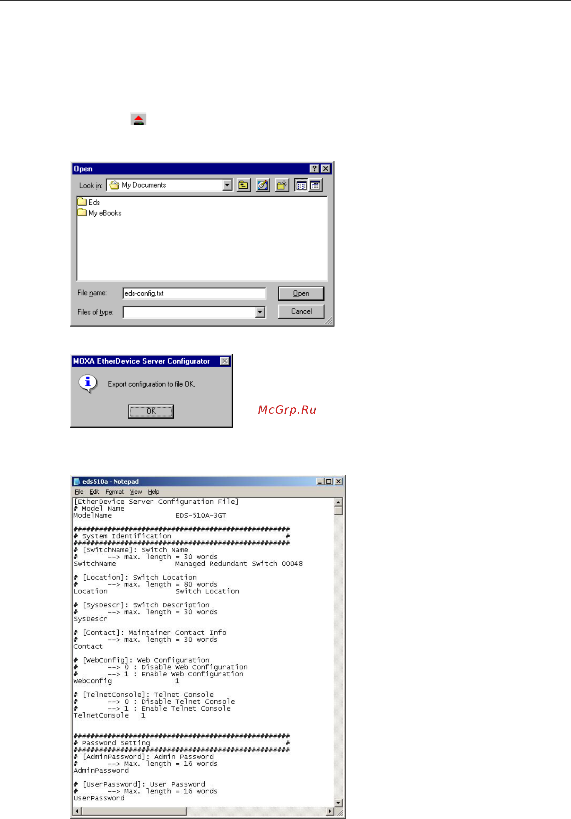 Moxa EDS-405A-EIP-T [105/109] Export configuration