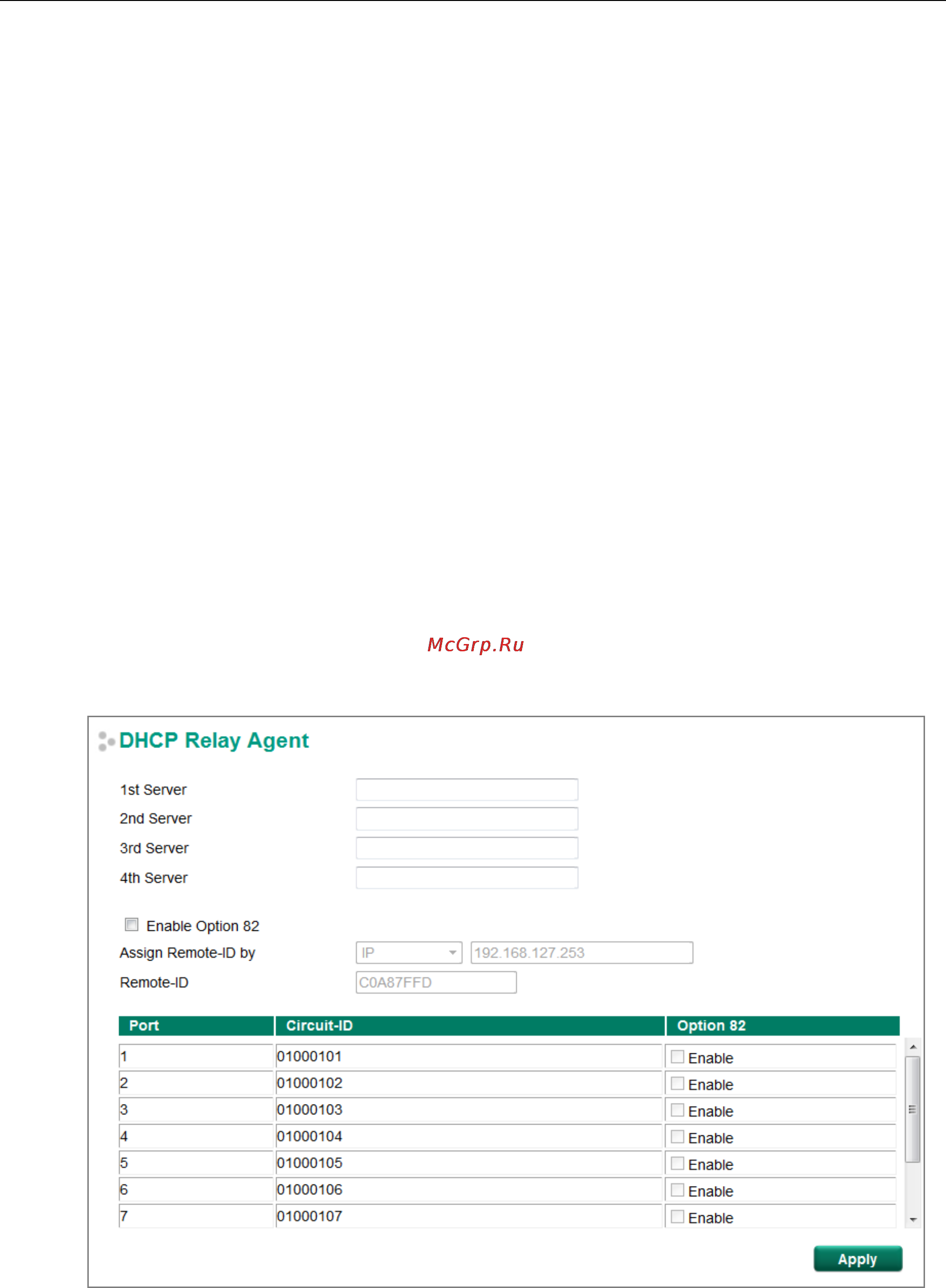 Moxa EDS-518E-4GTXSFP-T [102/116] Dhcp relay agent option 82