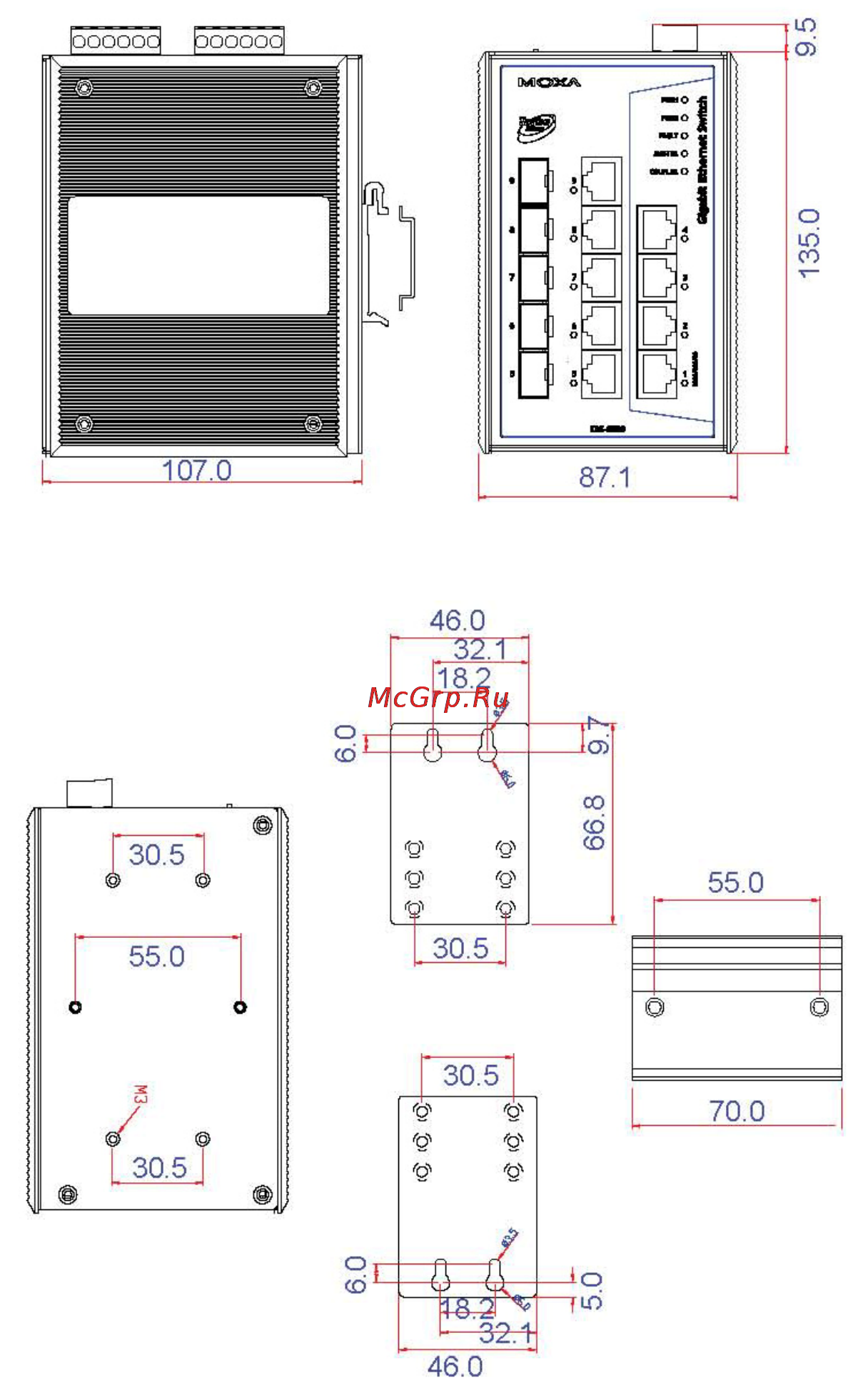 Moxa EDS-G509 [4/14] Установка на din рейку