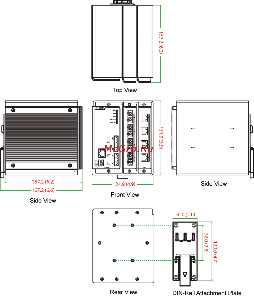 Moxa EDS-616-T [7/19] Mounting dimensions