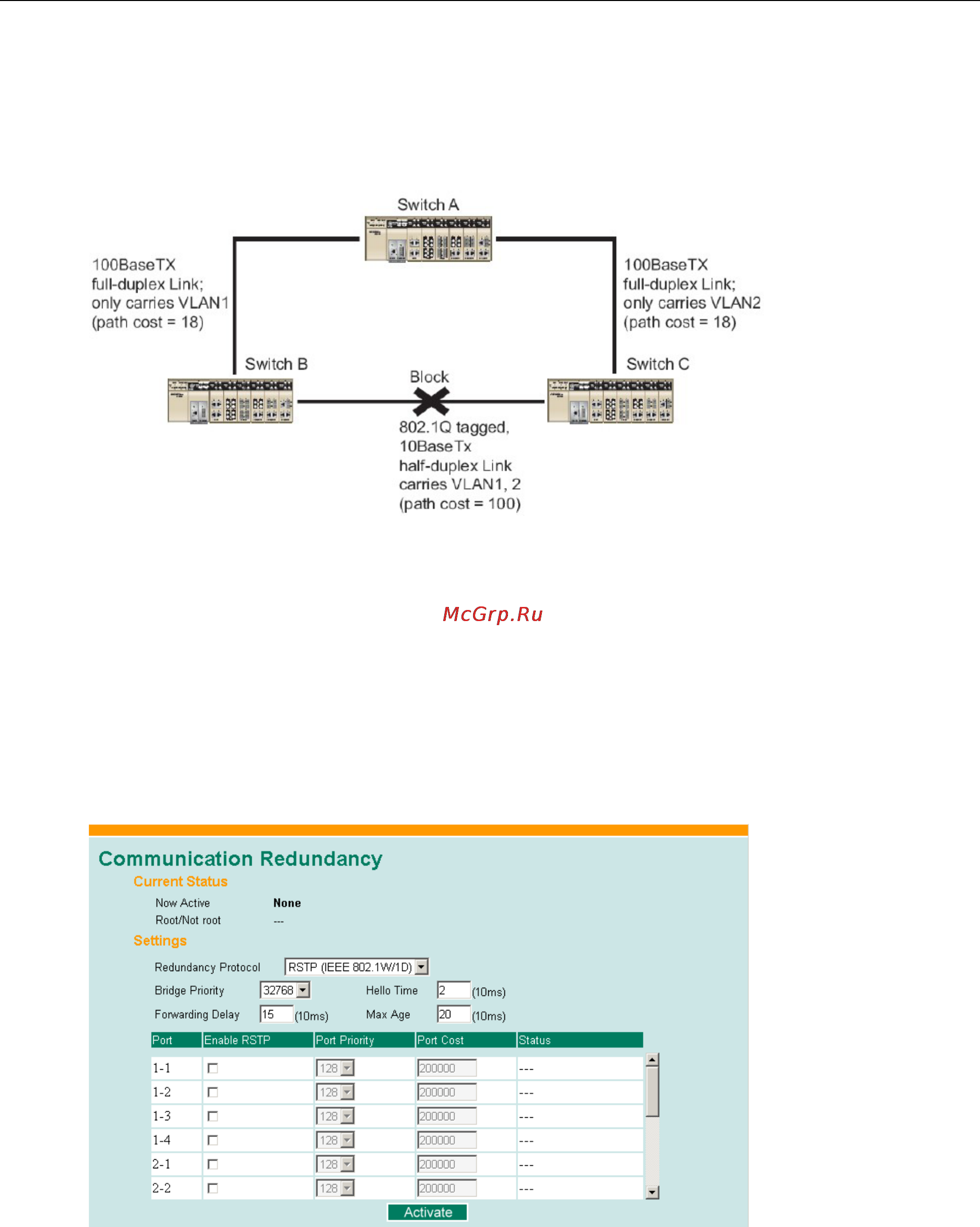 Moxa EDS-82810G [47/113] Configuring stp rstp