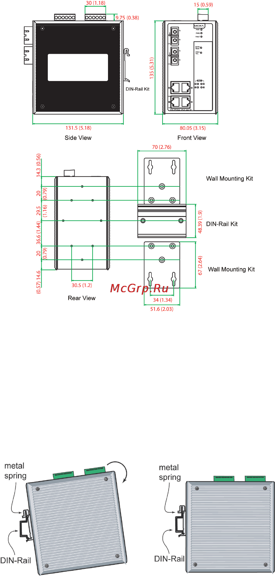 Moxa EDS-P506A-4PoE-SS-SC-T [6/15] Din rail mounting