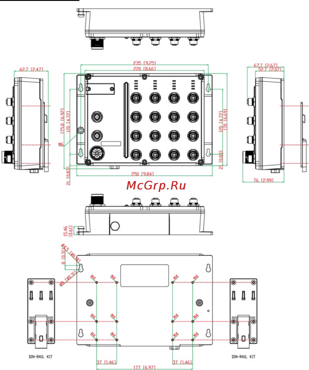 Moxa TN-5816ABP-WV-T [6/20] Mounting dimensions unit mm