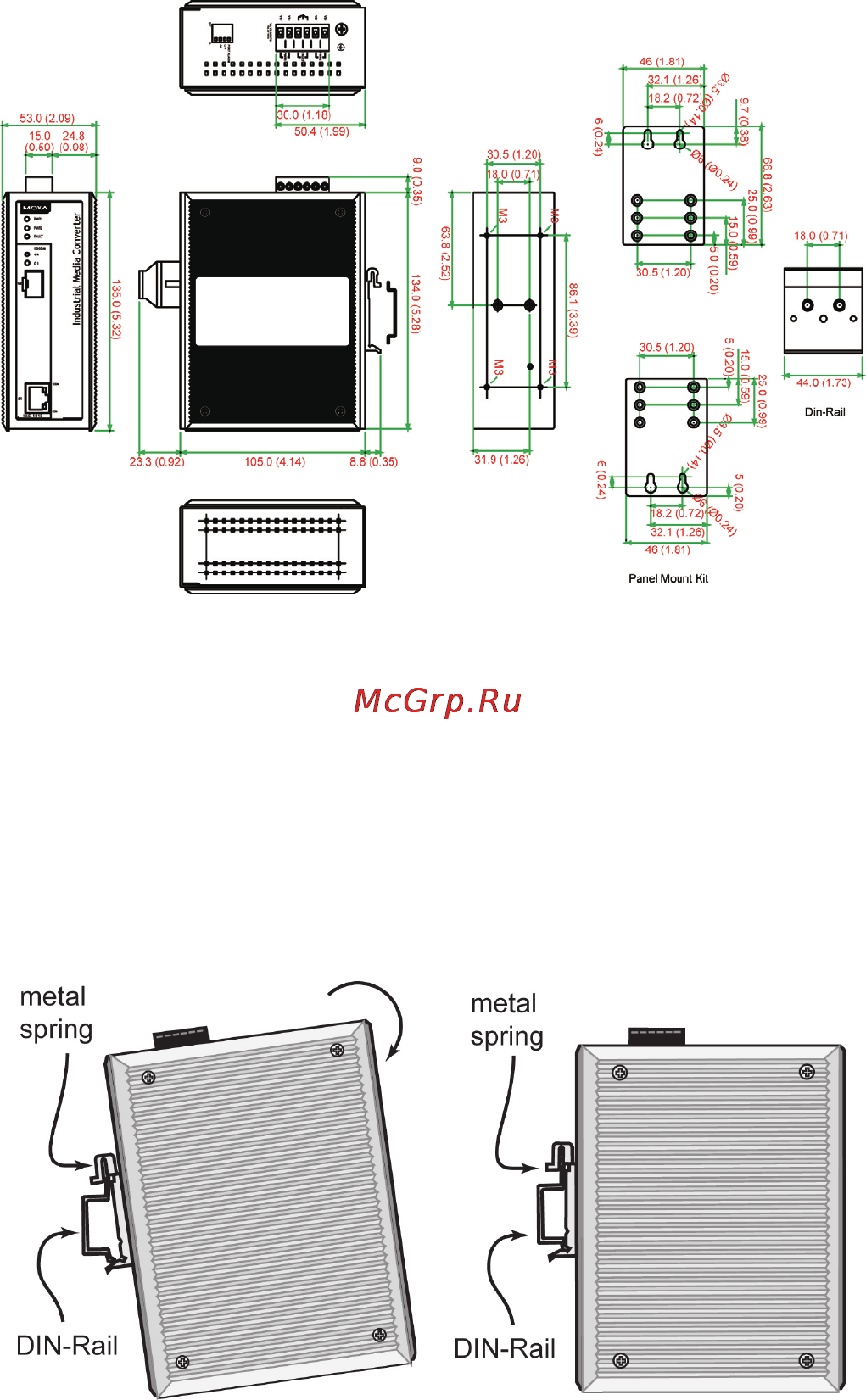 Moxa IMC-101G-IEX [4/14] Din rail mounting