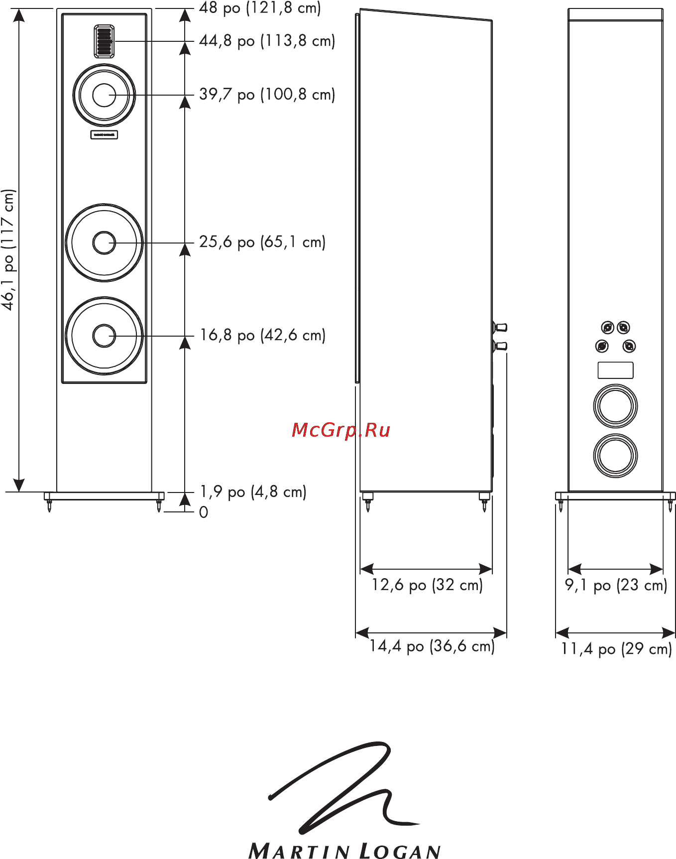 MartinLogan Motion 60XT [24/24] Imensionnels