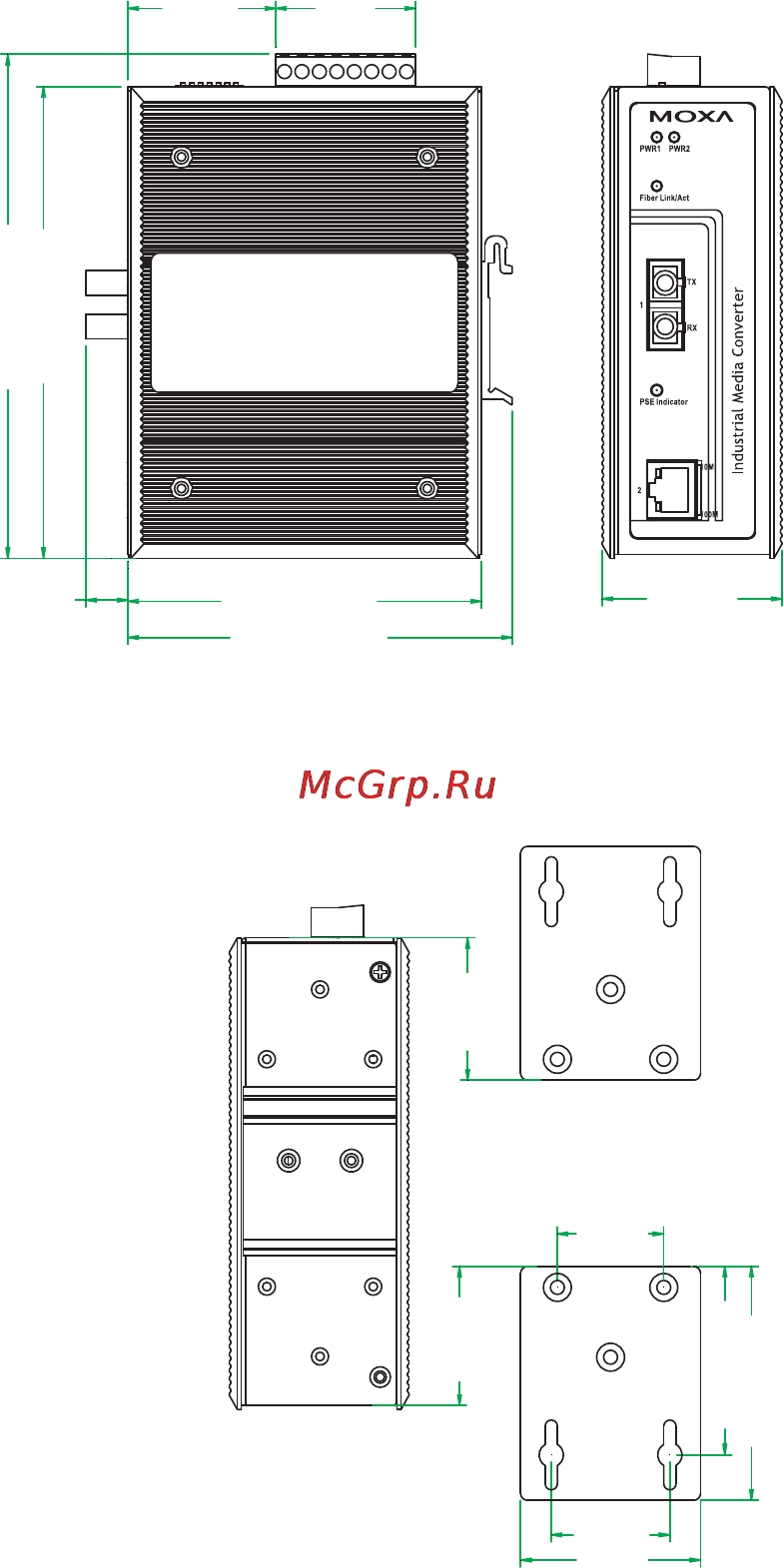 Moxa IMC-P101-M-SC-T [5/14] Mounting dimensions