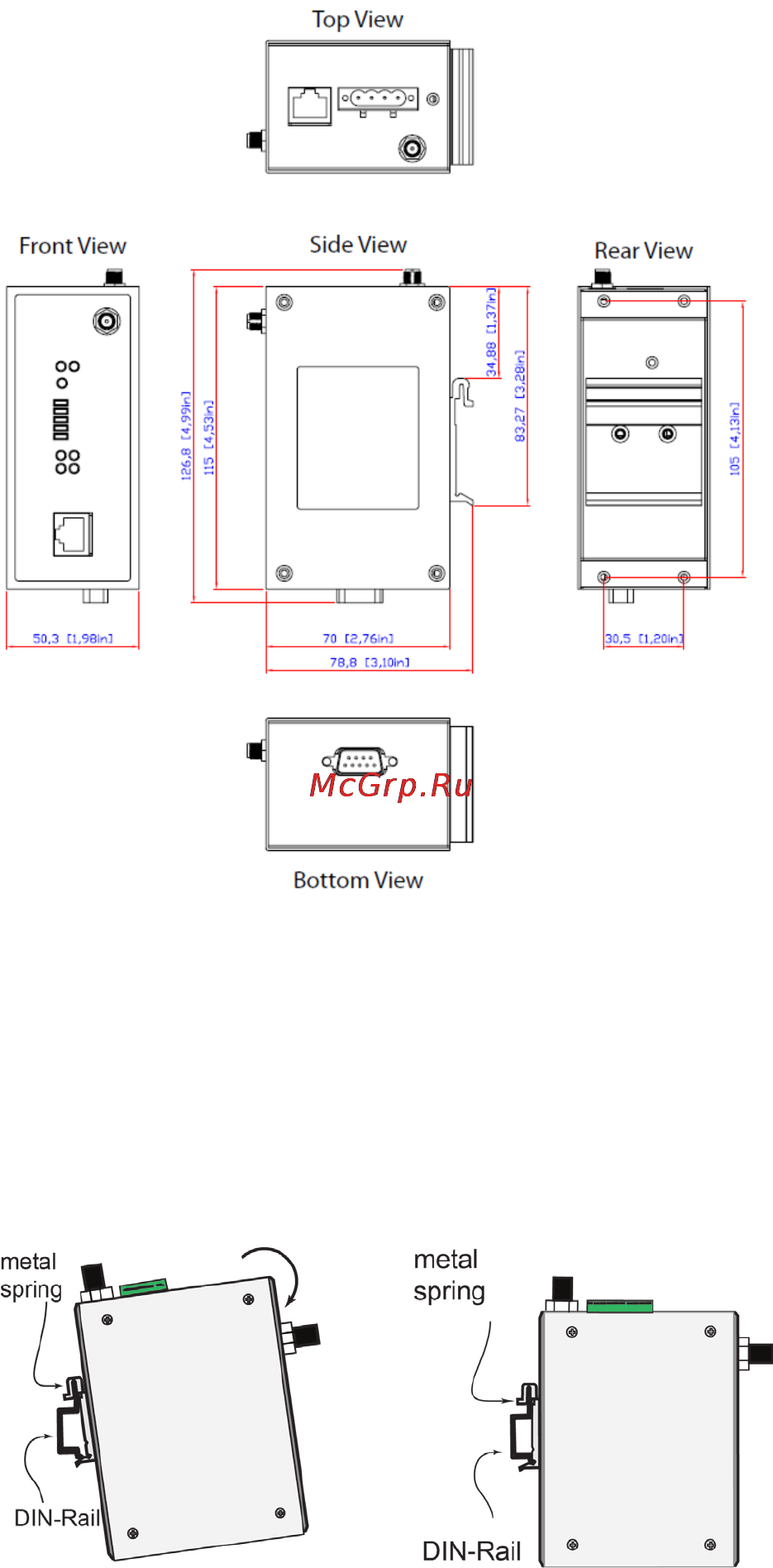 Moxa AWK-1127-PoE-T [4/13] Mounting dimensions unit mm
