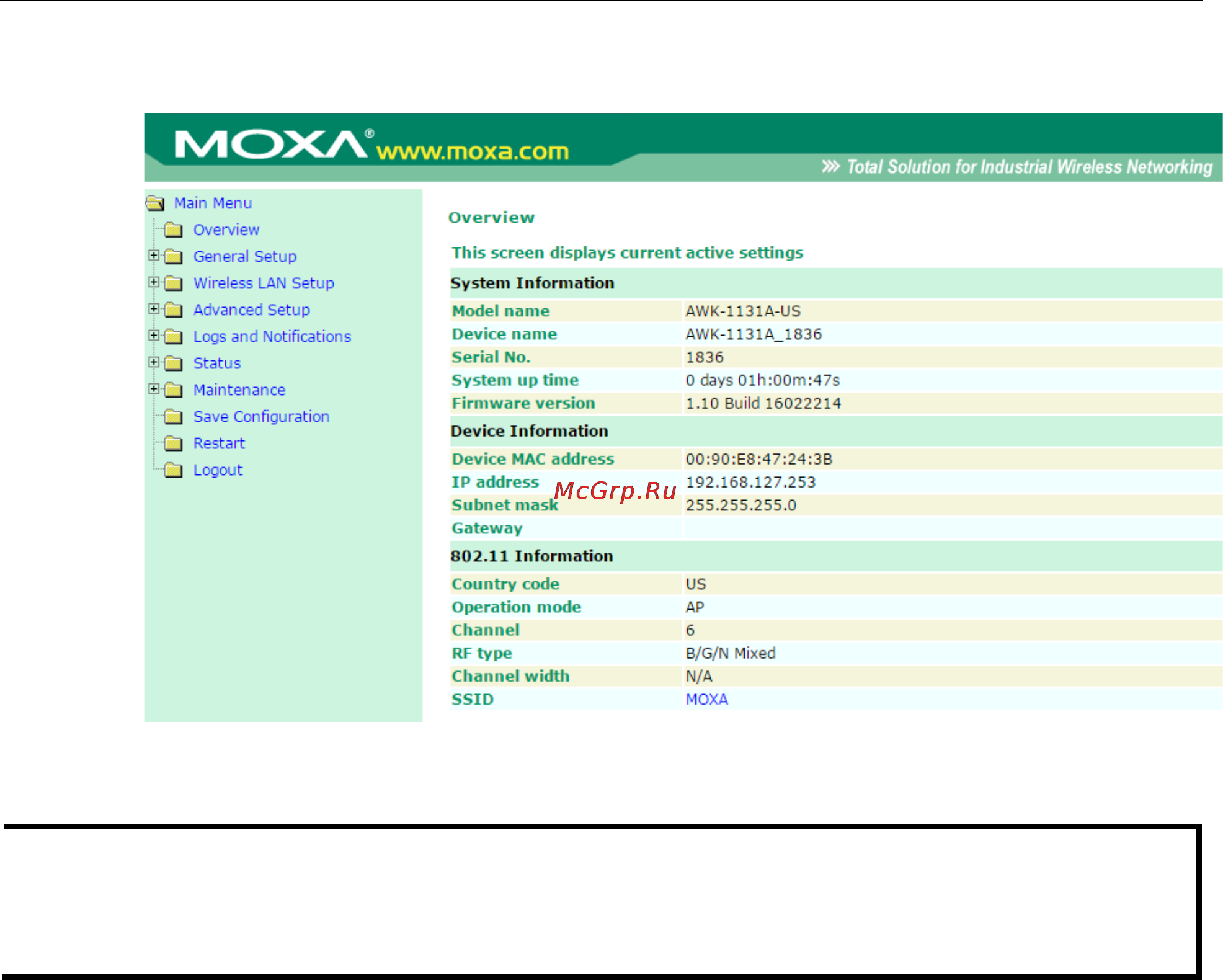 Moxa AWK-1131A-EU [20/85] Airworks awk 1131a web console configuration