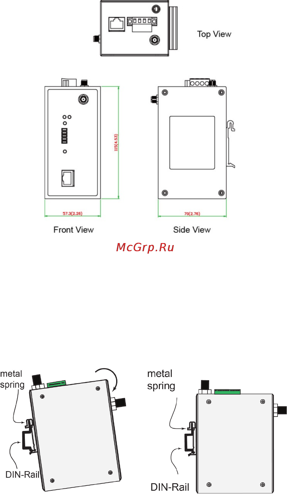 Moxa AWK-1131A-EU-T [5/21] Mounting dimensions