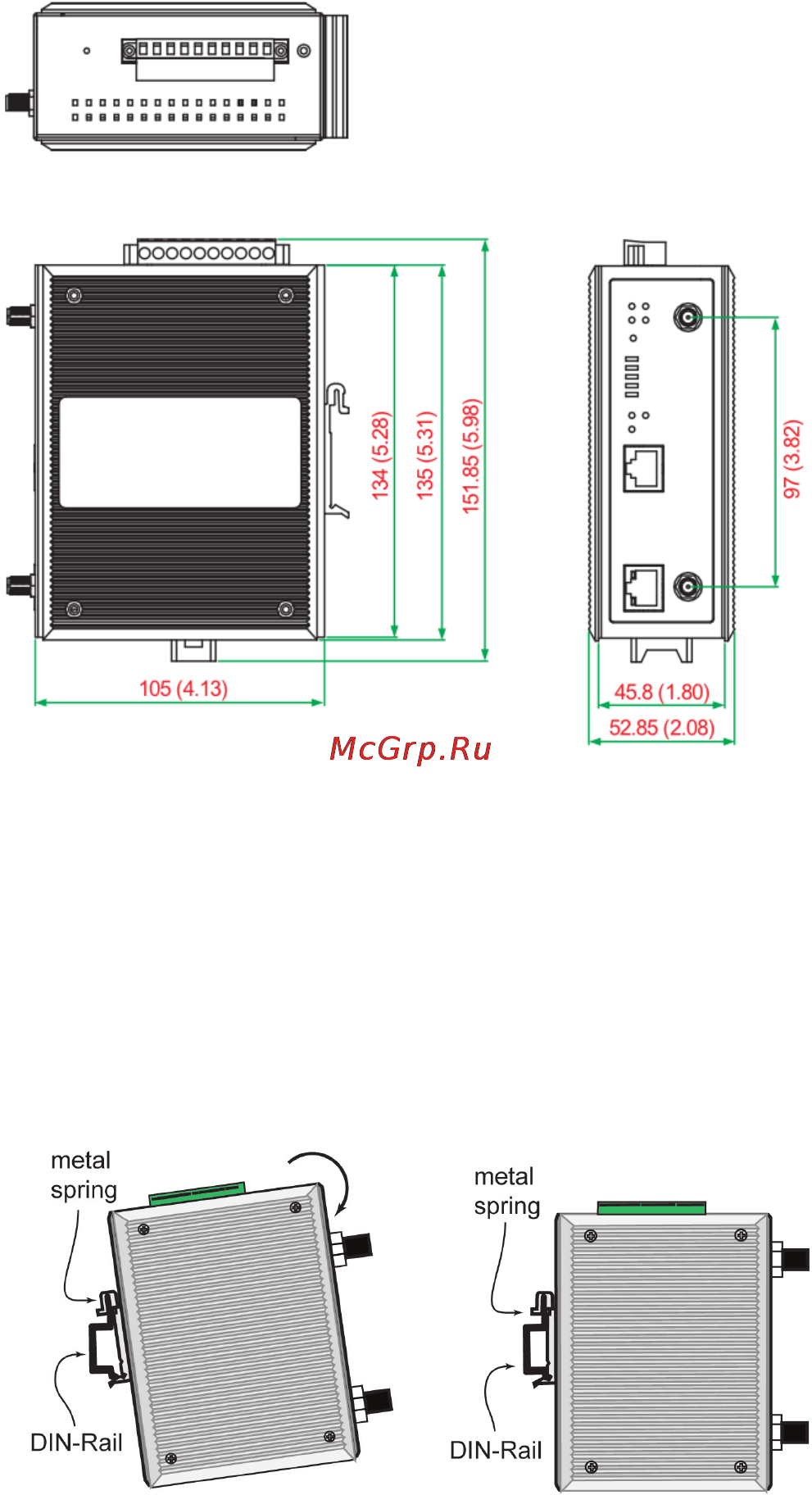 Moxa AWK-3121-SSC-EU-T [4/15] Mounting dimensions