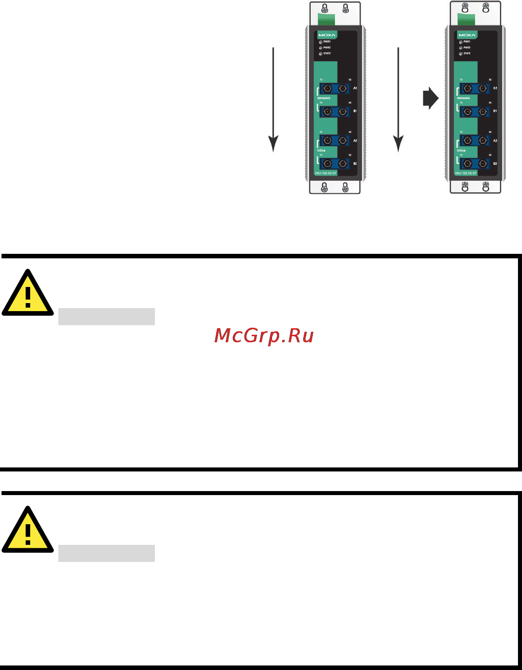 Moxa OBU-102-SS-LC [8/12] Warning warning