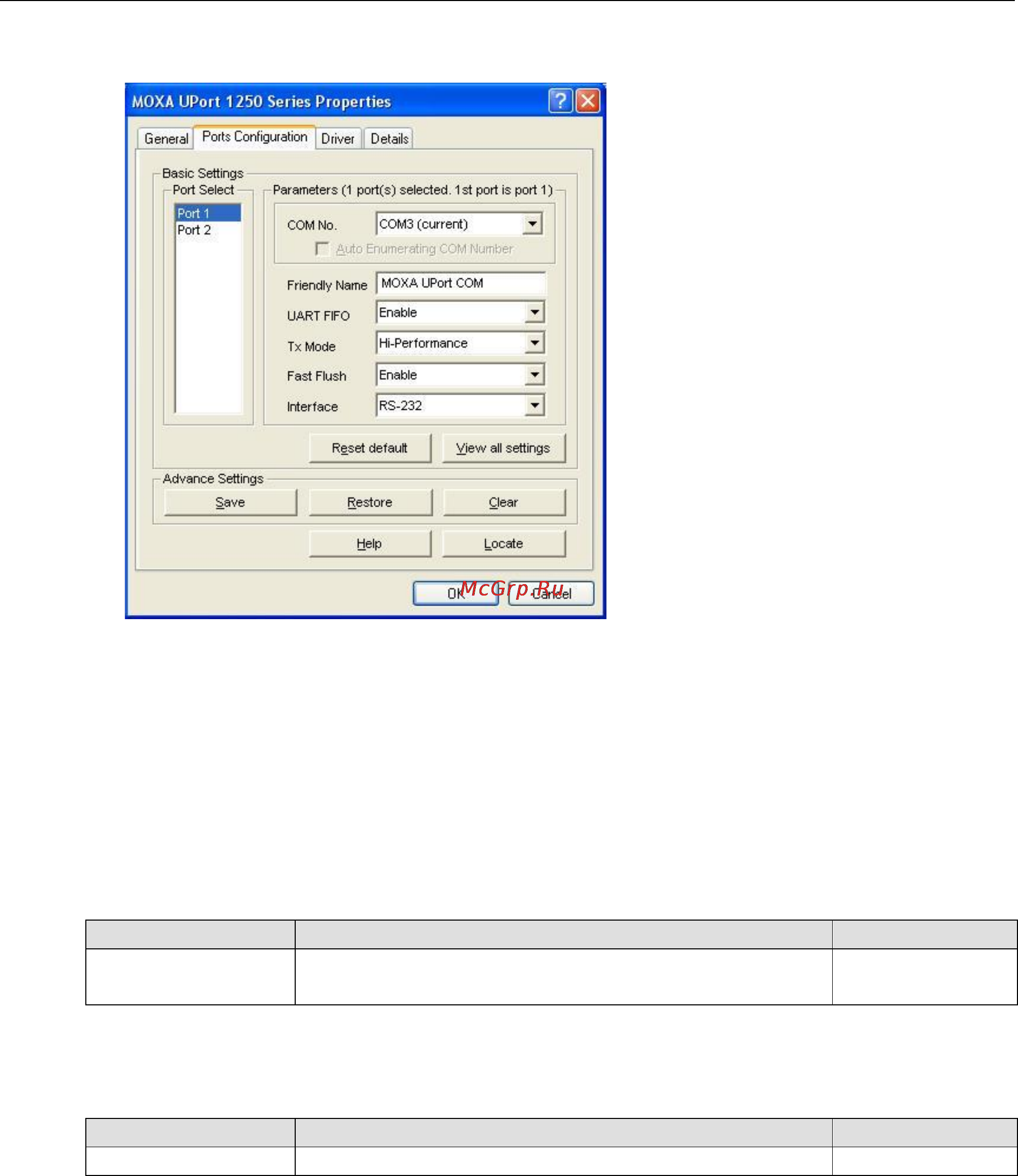 Moxa UPort 1250 [25/50] Port settings