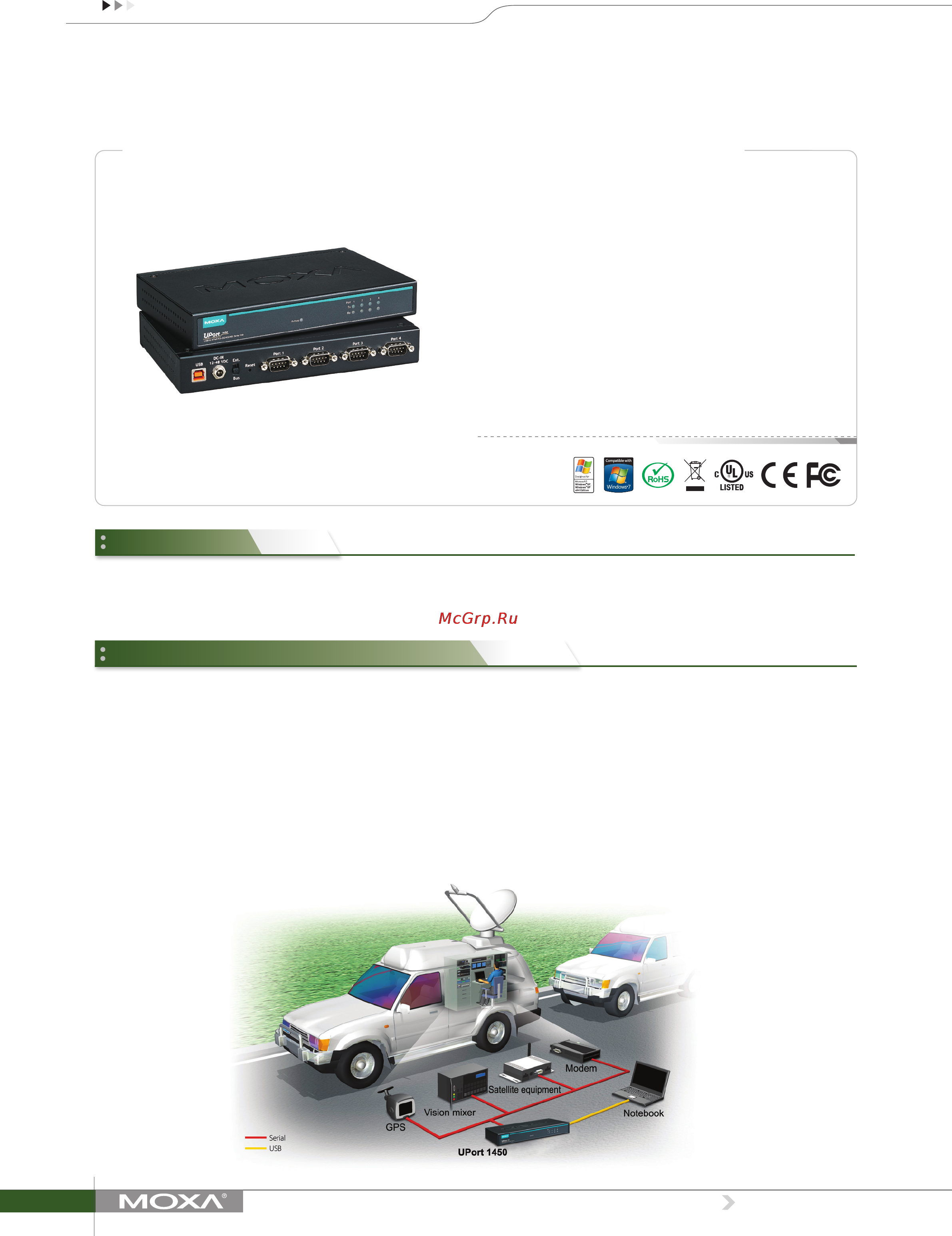 Moxa UPort 1450 Технические характеристики онлайн
