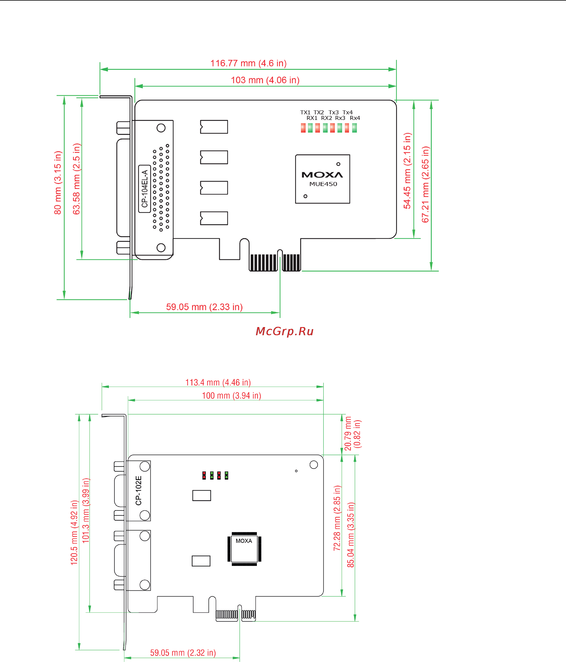 Moxa CP-138E-A-I [11/111] Cp 104el a dimensions
