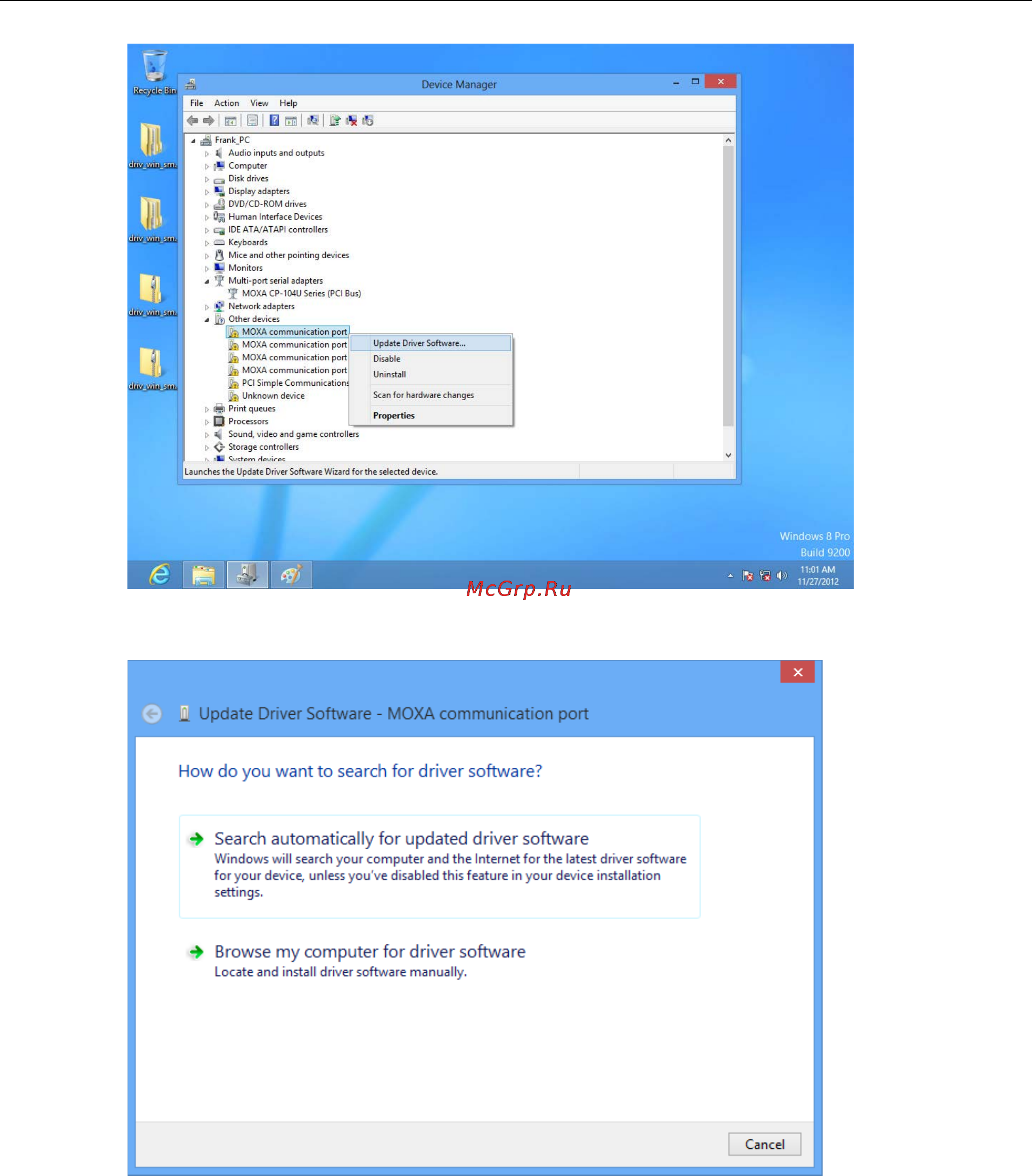 Moxa CP-112UL-DB9M [30/131] Universal pci board software installation