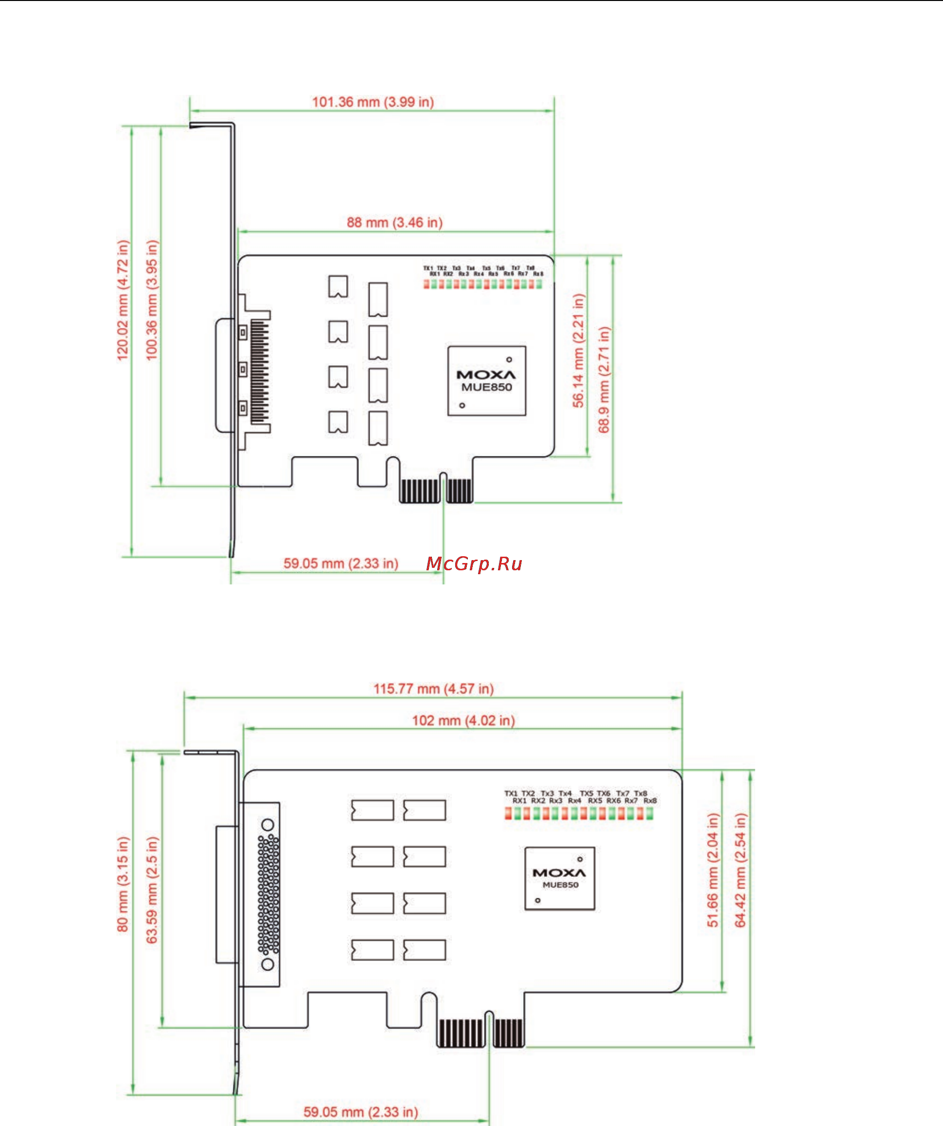 Moxa CP-134U-DB9M [10/95] Cp 118el a dimensions