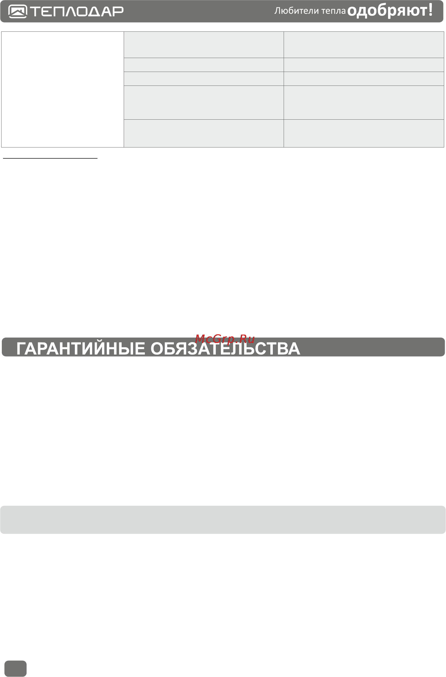 Теплодар Танго ПЛЮС [12/20] Внимание