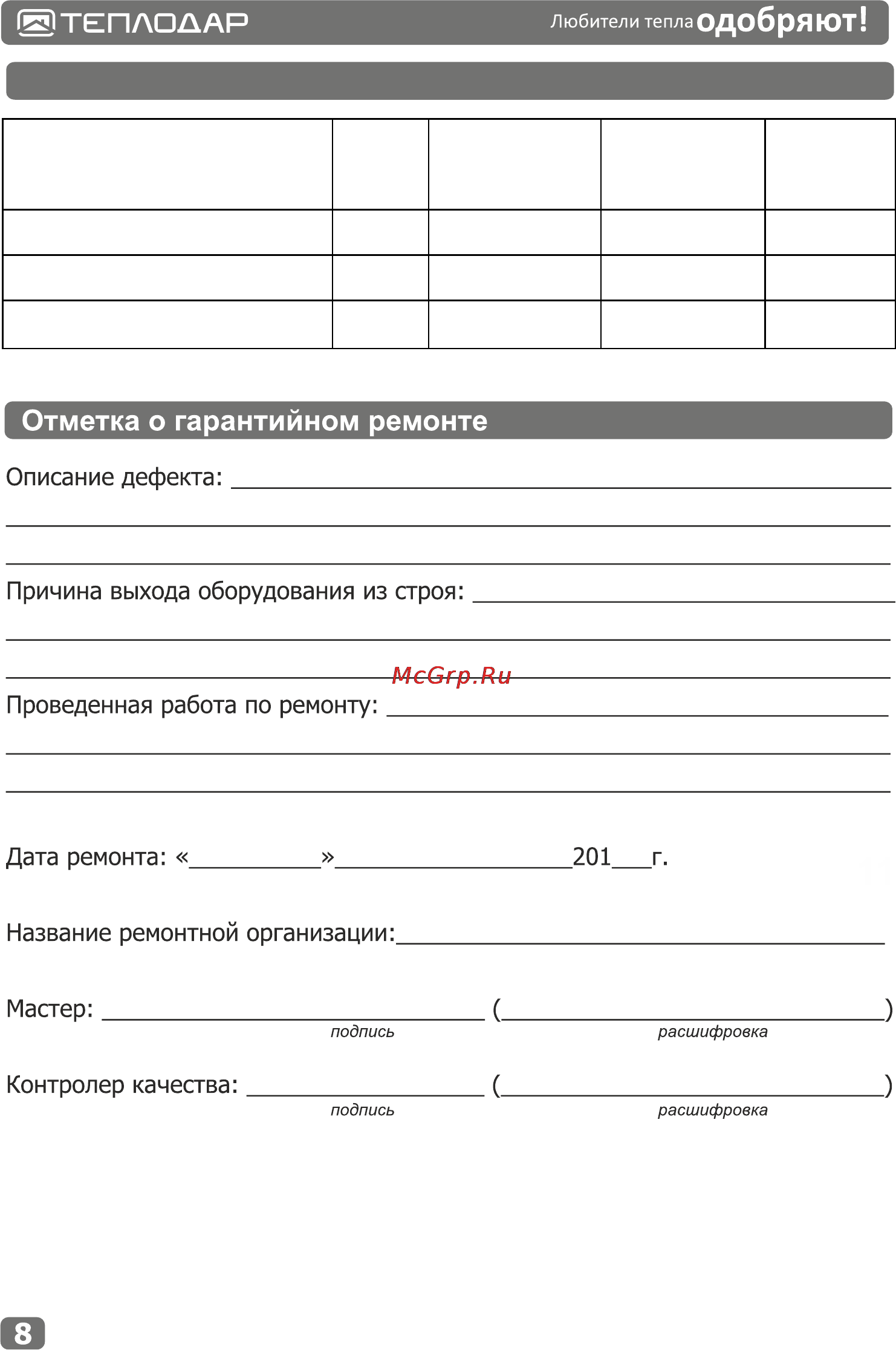 Теплодар ТОП-модель 200 [10/16] Свидетельство о монтаже печи и дымохода