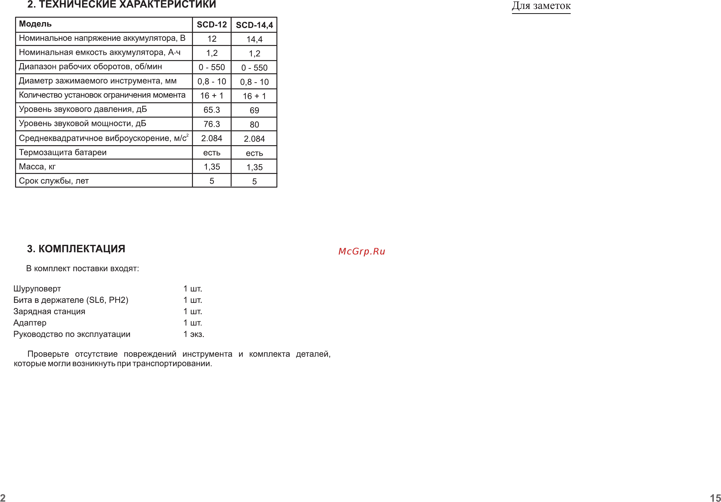 STAYER SCD-14.4-B [4/10] Технические характеристики