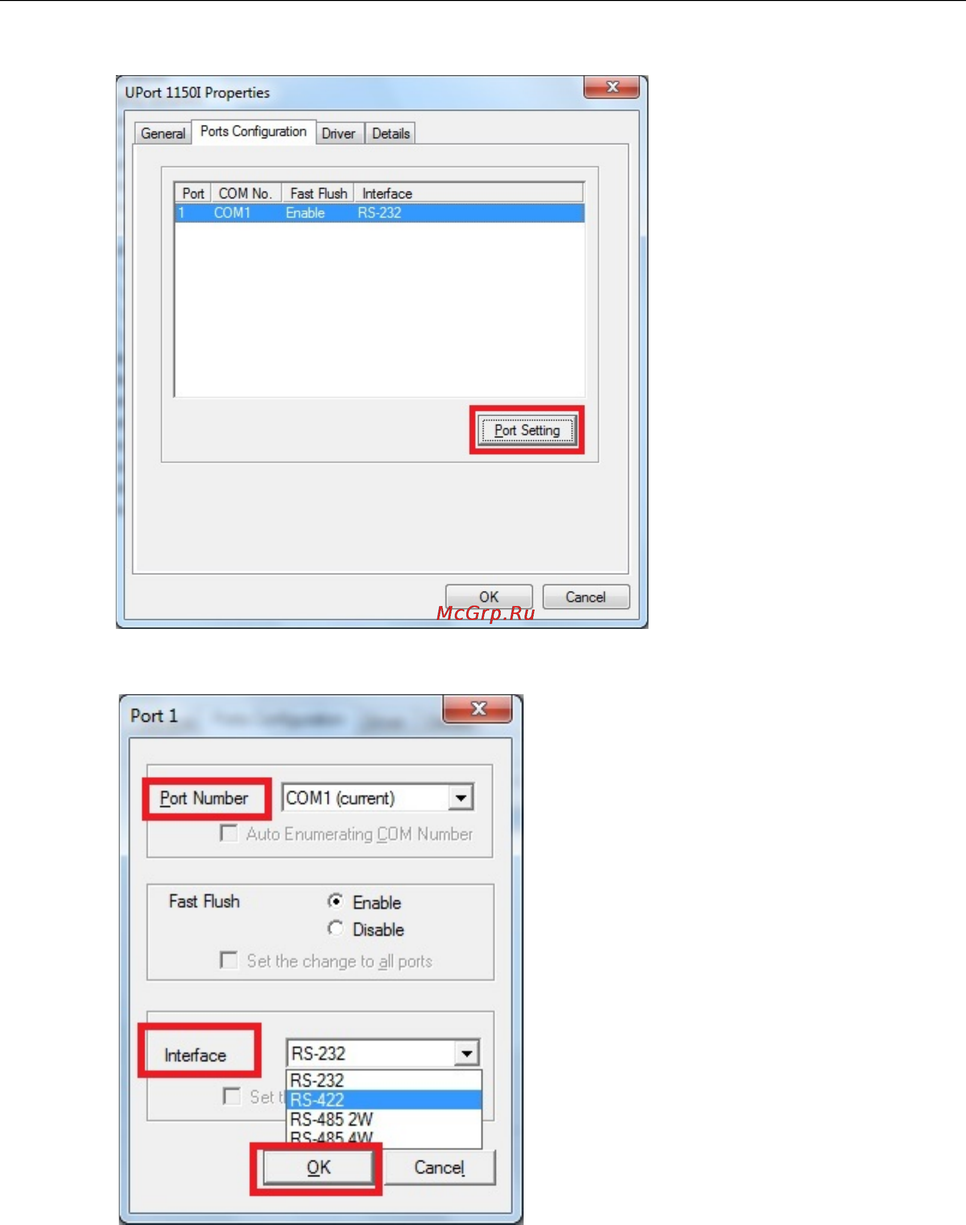 Moxa V2403-C7-W-T [13/63] V2403 series windows software configuring the serial interface