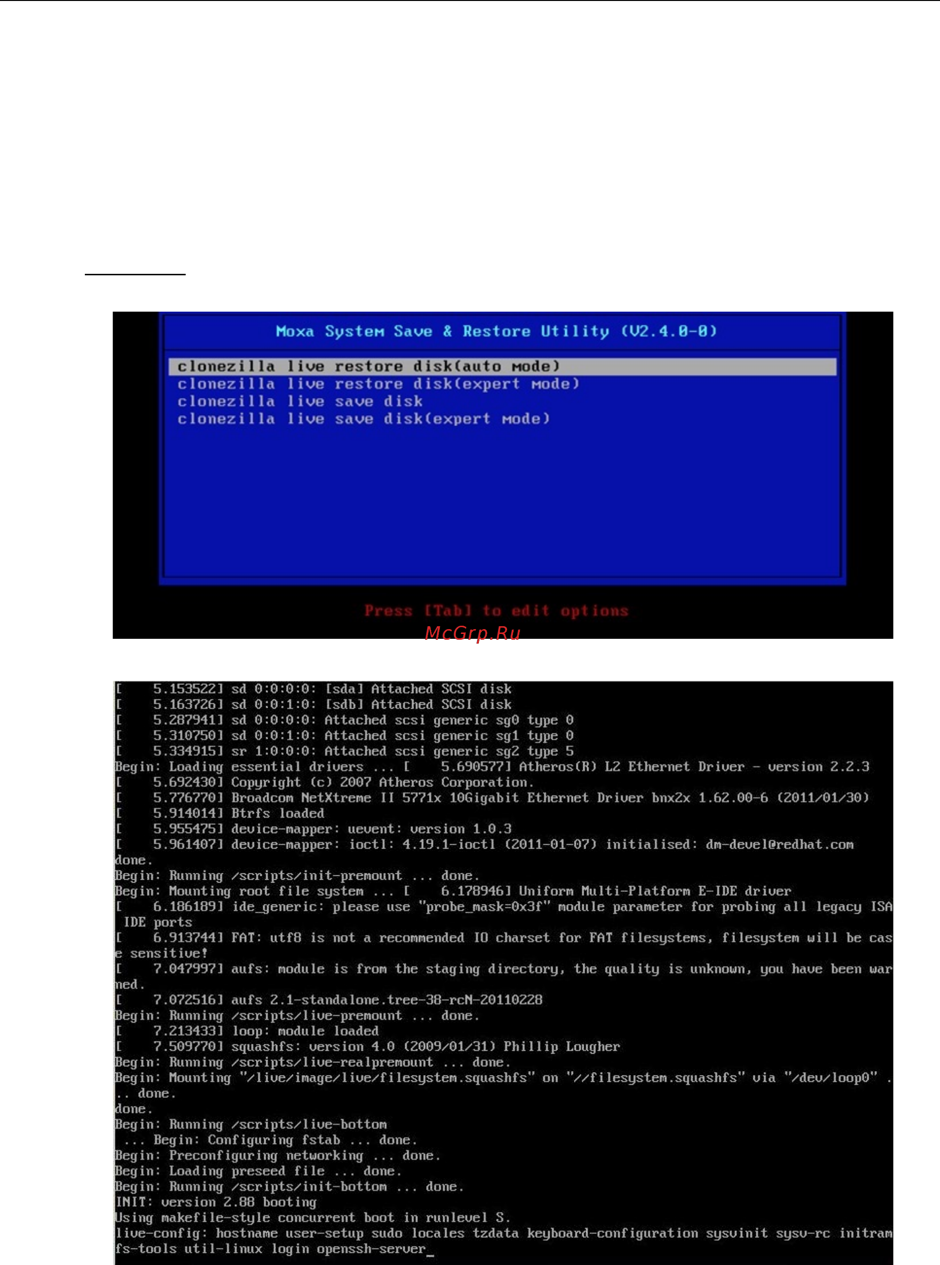 Moxa V2403-C2-W-T [63/90] Step 3 restore the system from the usb drive