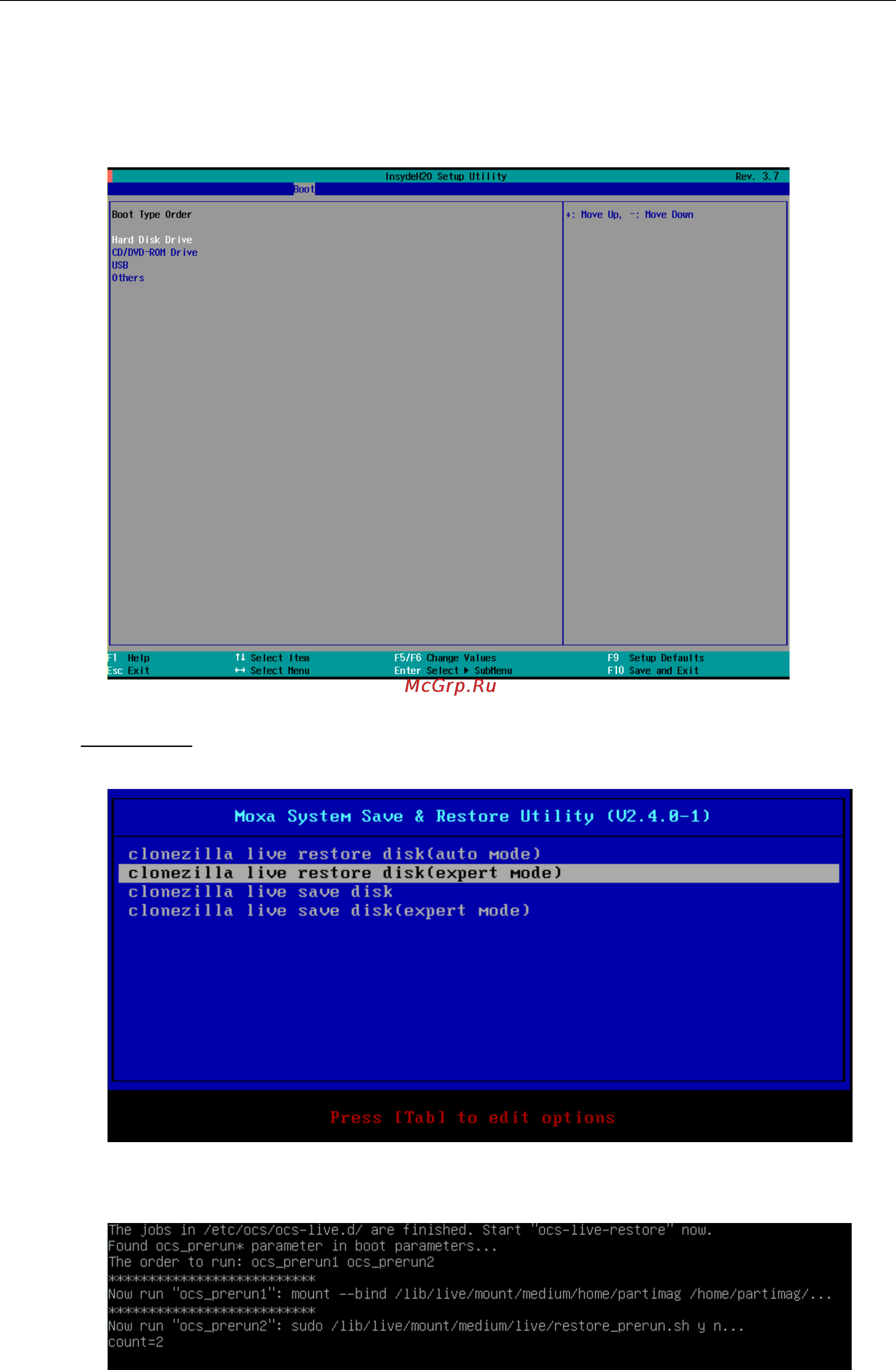 Moxa V2403-C7-W-T [66/90] Step 4 change the bios settings to boot from the original disk
