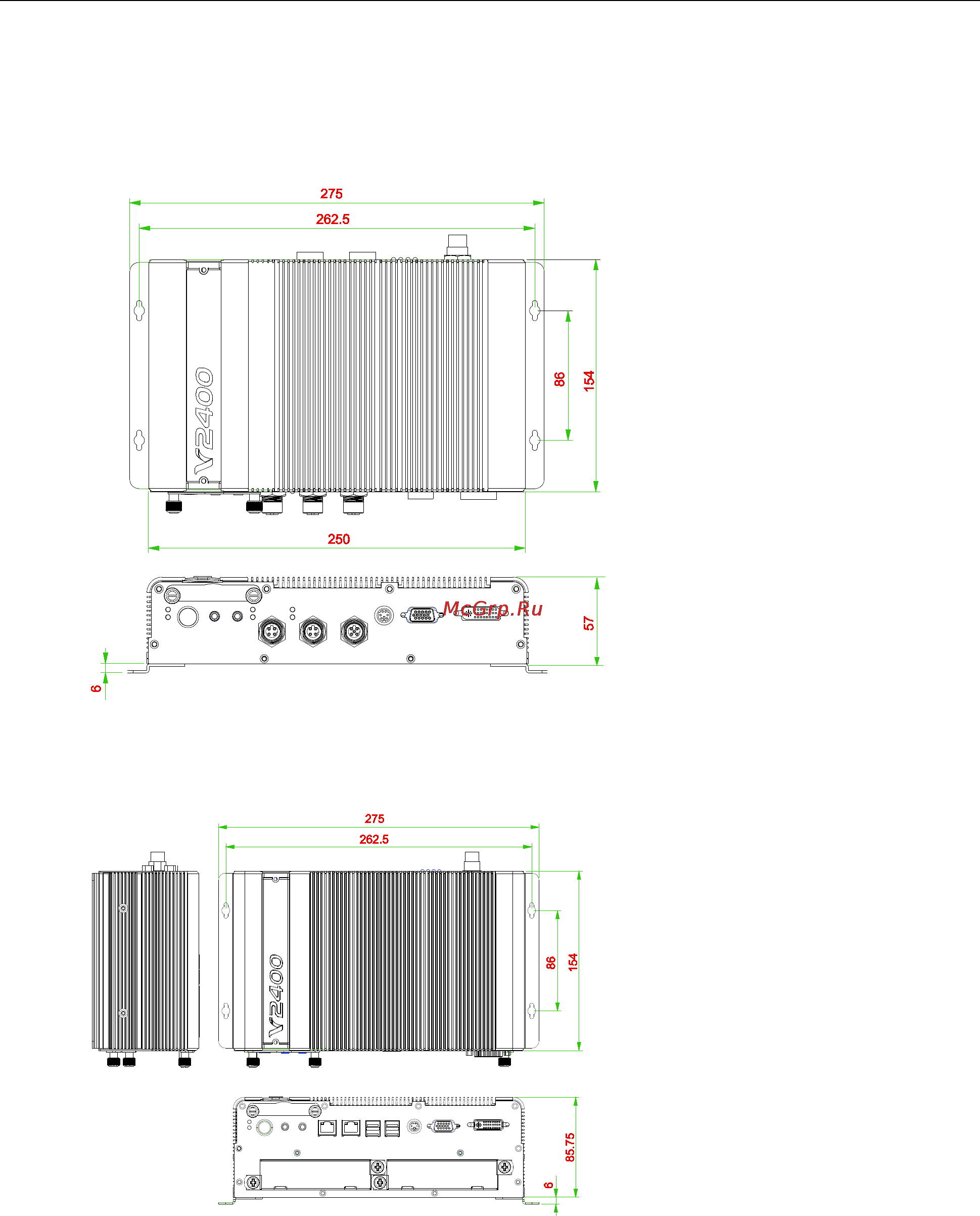 Moxa V2406-T-W7E [13/48] Dimensions