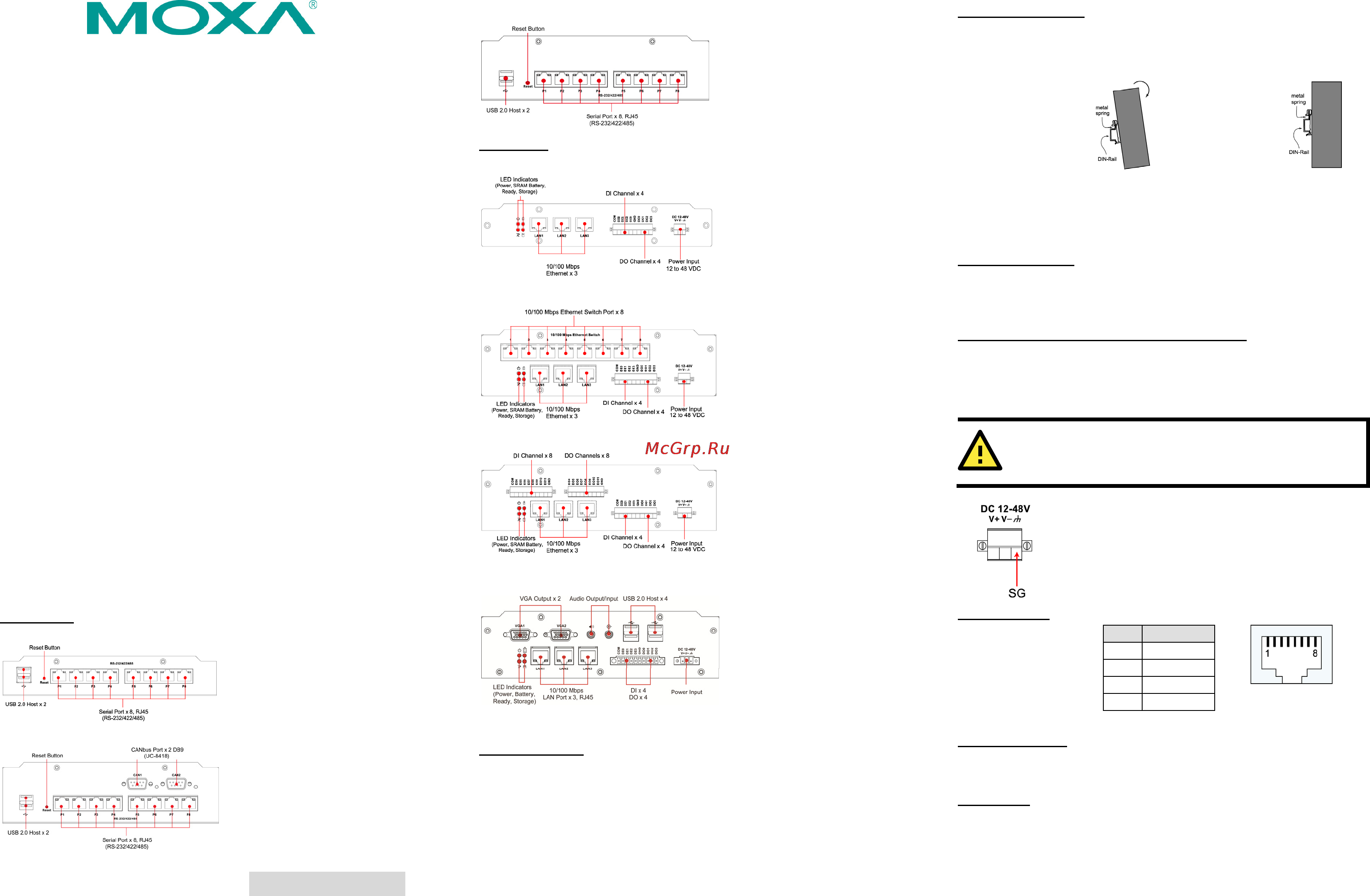 Moxa UC-8430-LX Руководство по быстрой установке онлайн