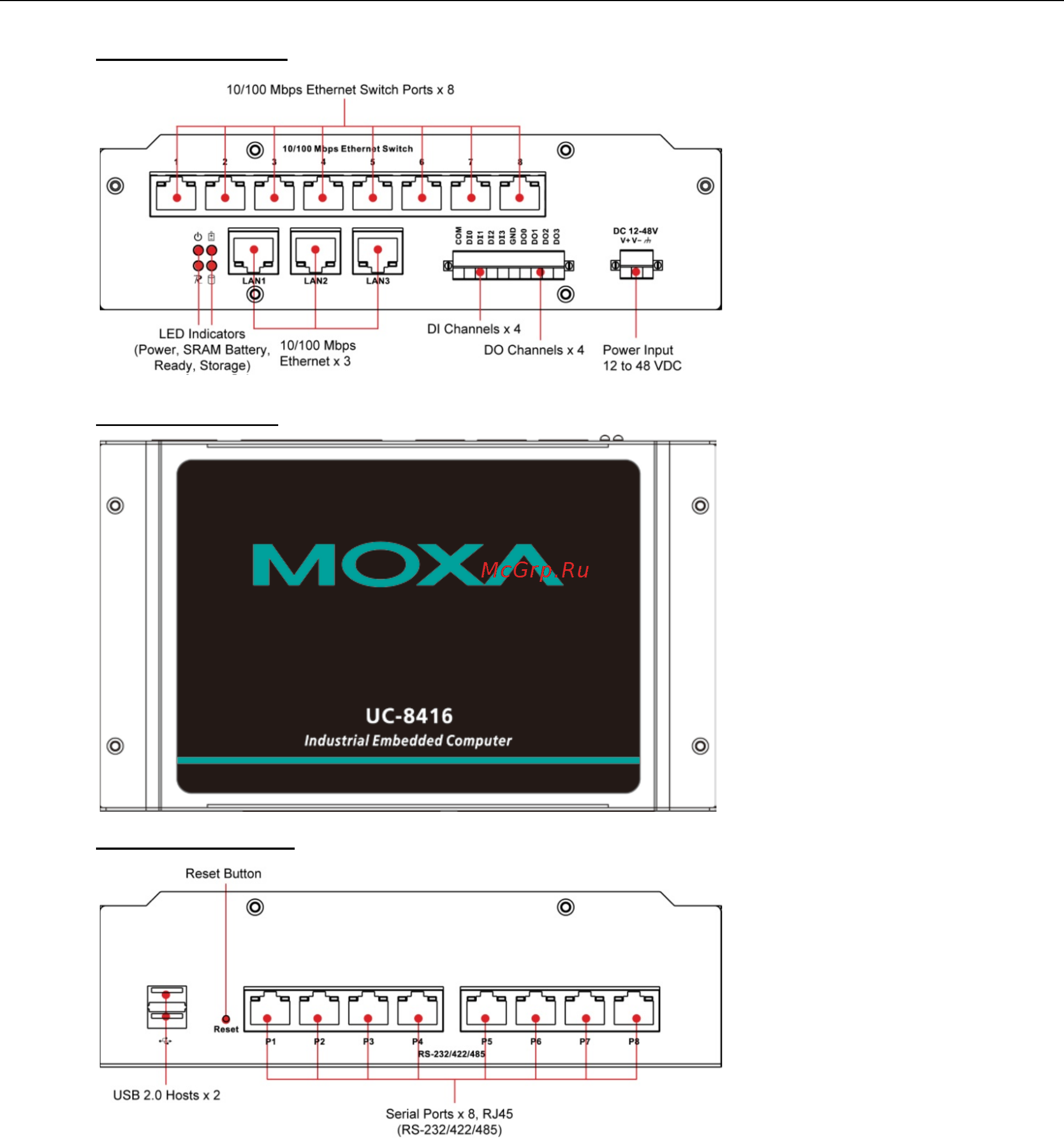 Moxa UC-8481-LX [11/32] Uc 8410 8416 8418 8430 hardware appearance and dimensions