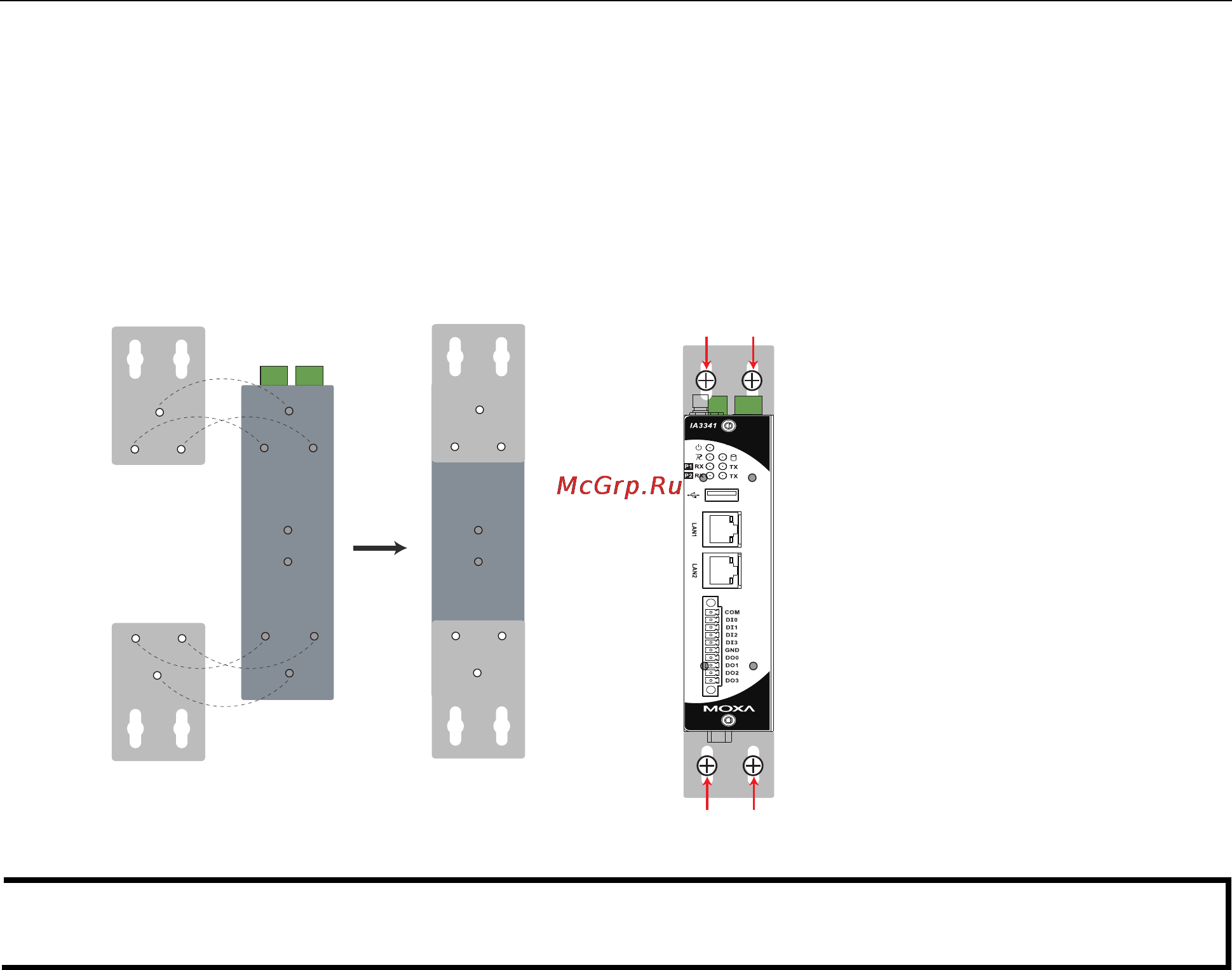 Moxa IA3341-LX [13/20] Wall or cabinet mounting