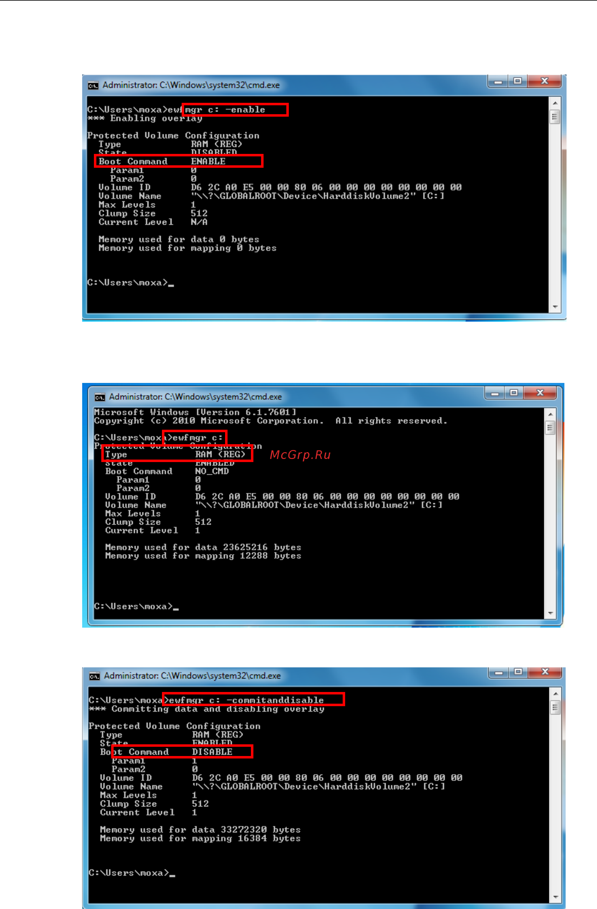 Moxa TC-6110-LX [12/74] Ewfmgr c commitanddisabl