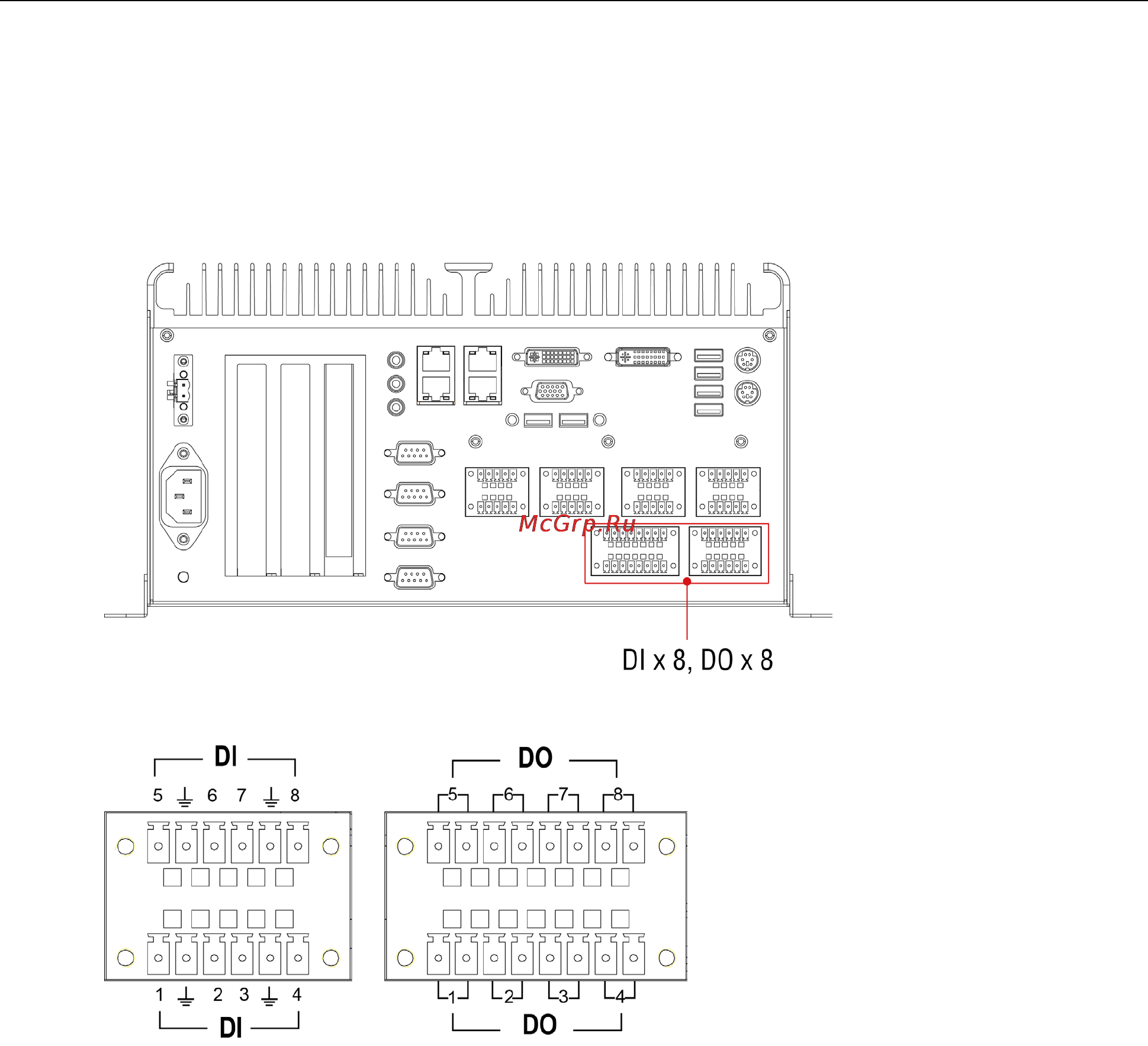 Moxa MC-7270-DC-CP-T [20/47] Connecting to digital input and output channels